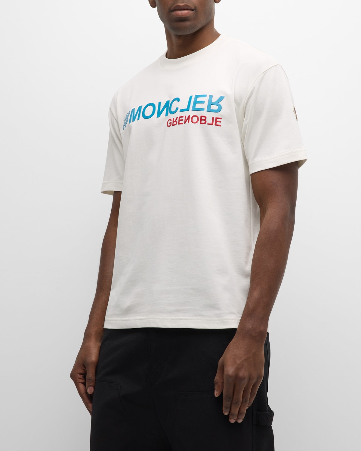 Shop Moncler Men's Chest Logo T-shirt In Cream