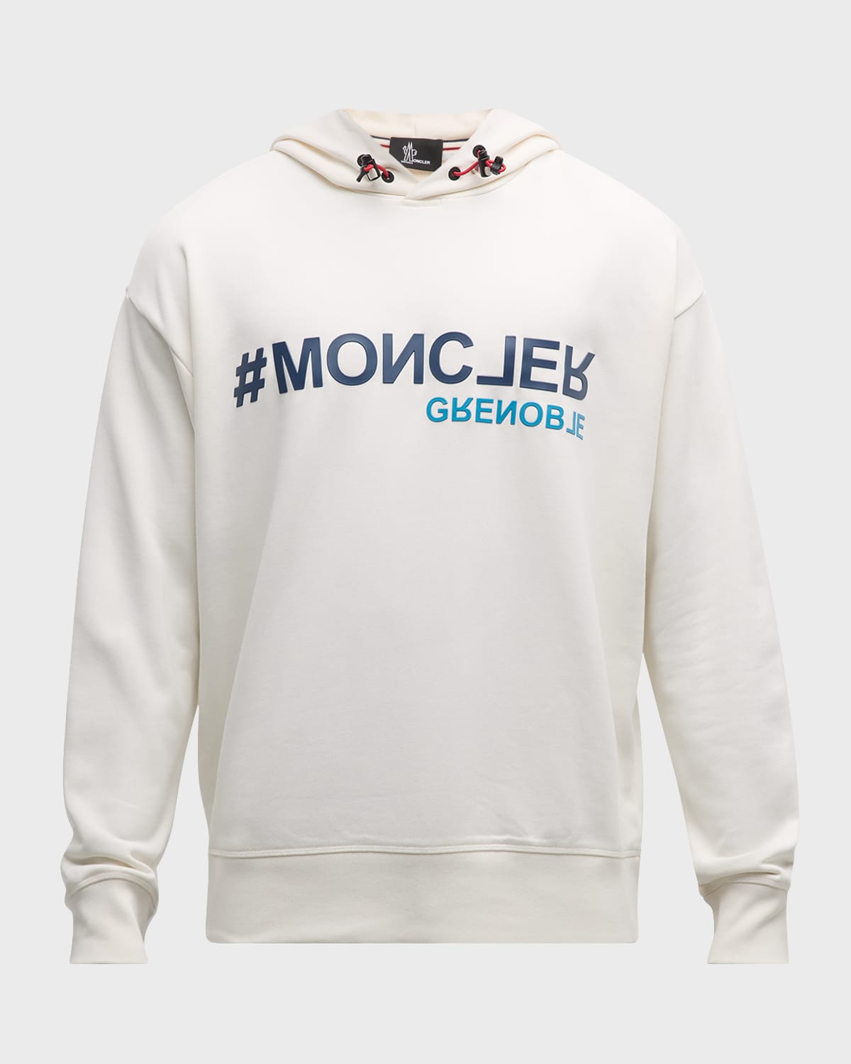 Shop Moncler Men's Chest Logo Hoodie In Cream