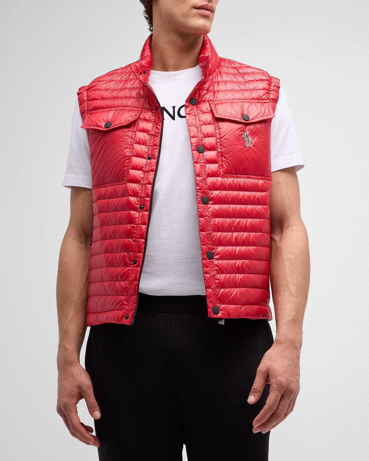 Shop Moncler Men's Lightweight Down Vest In Dark Red