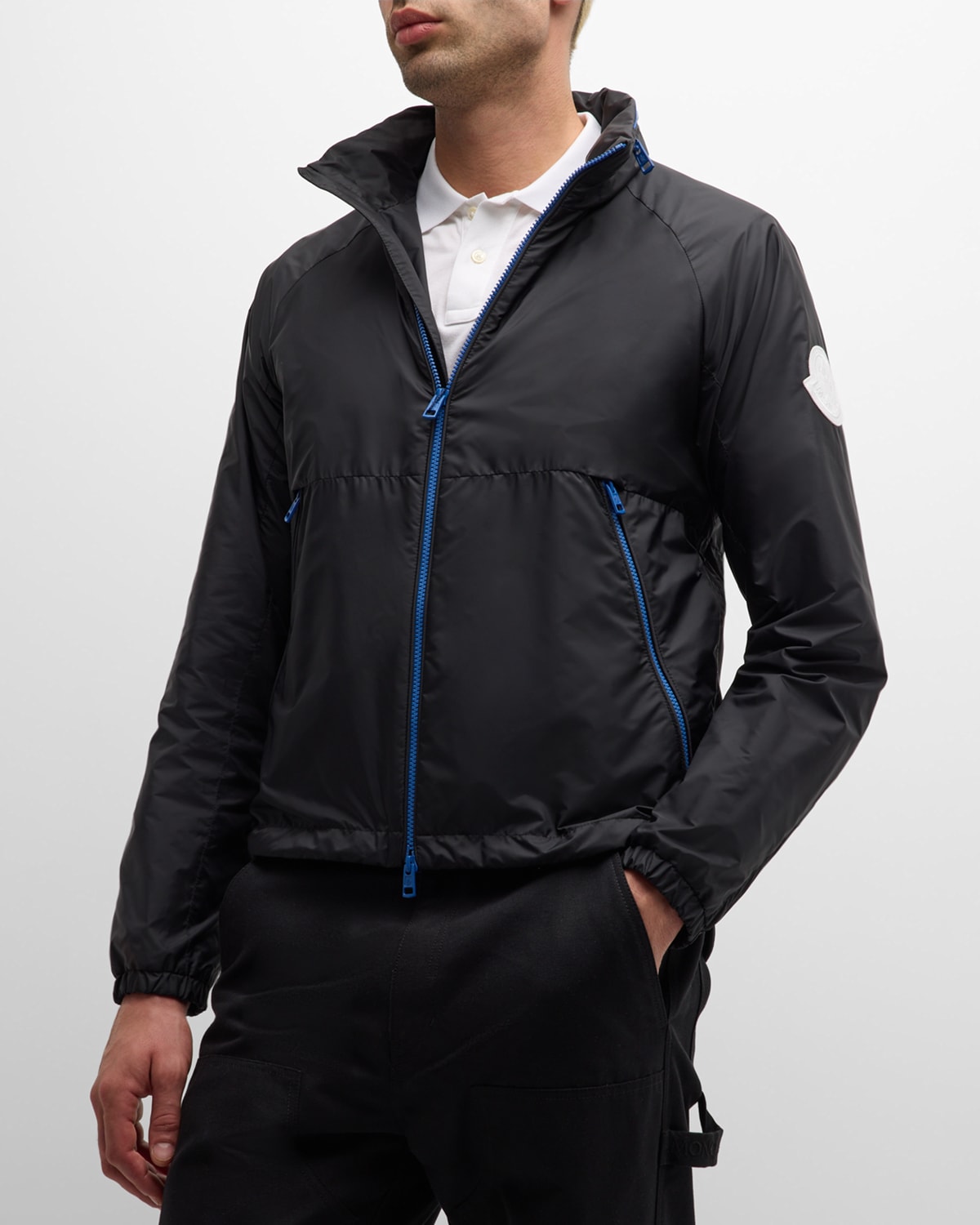 Shop Moncler Men's Octano Stand-collar Jacket In Dark Grey