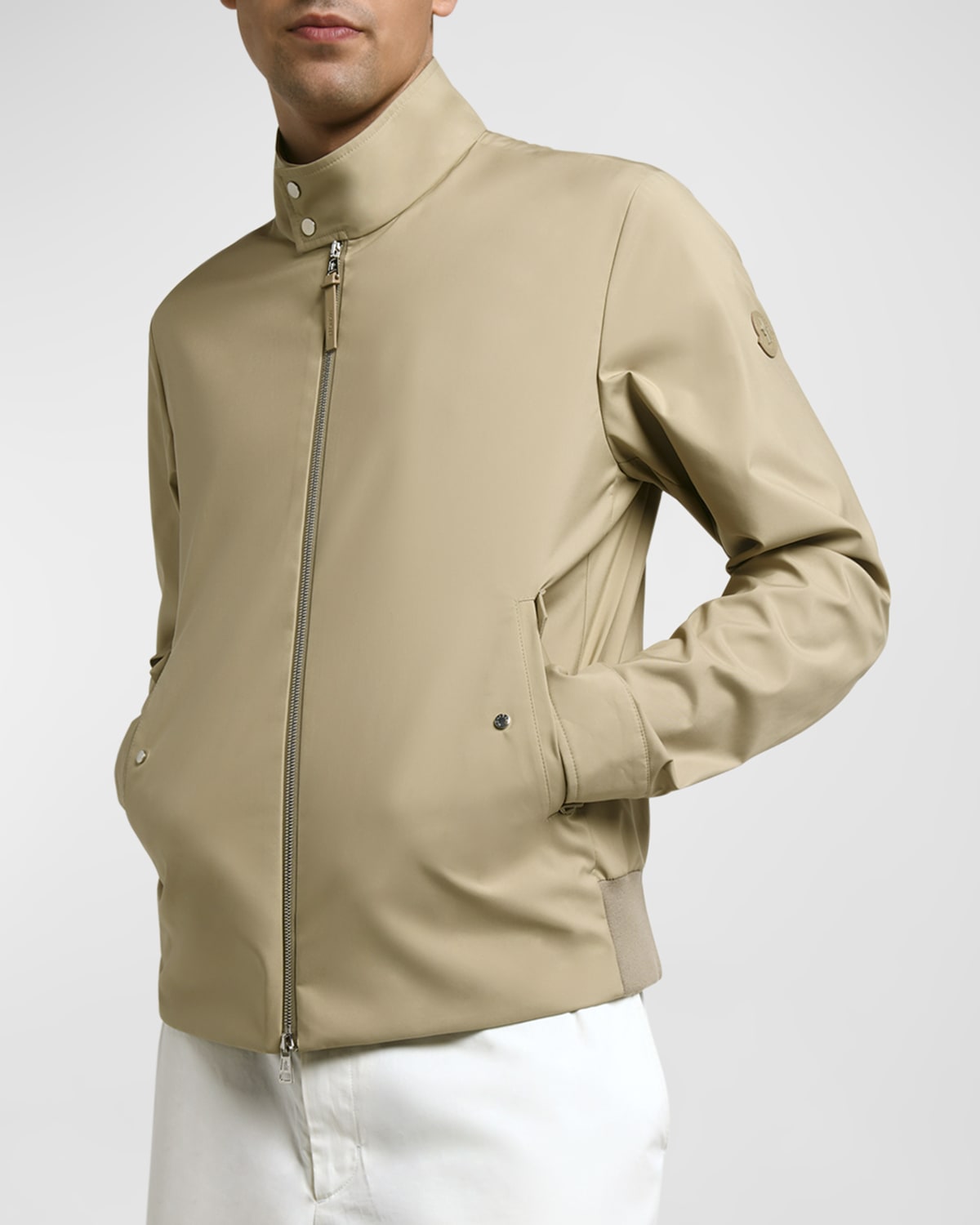Moncler Chaberton Leather-trimmed Jacket In Beige