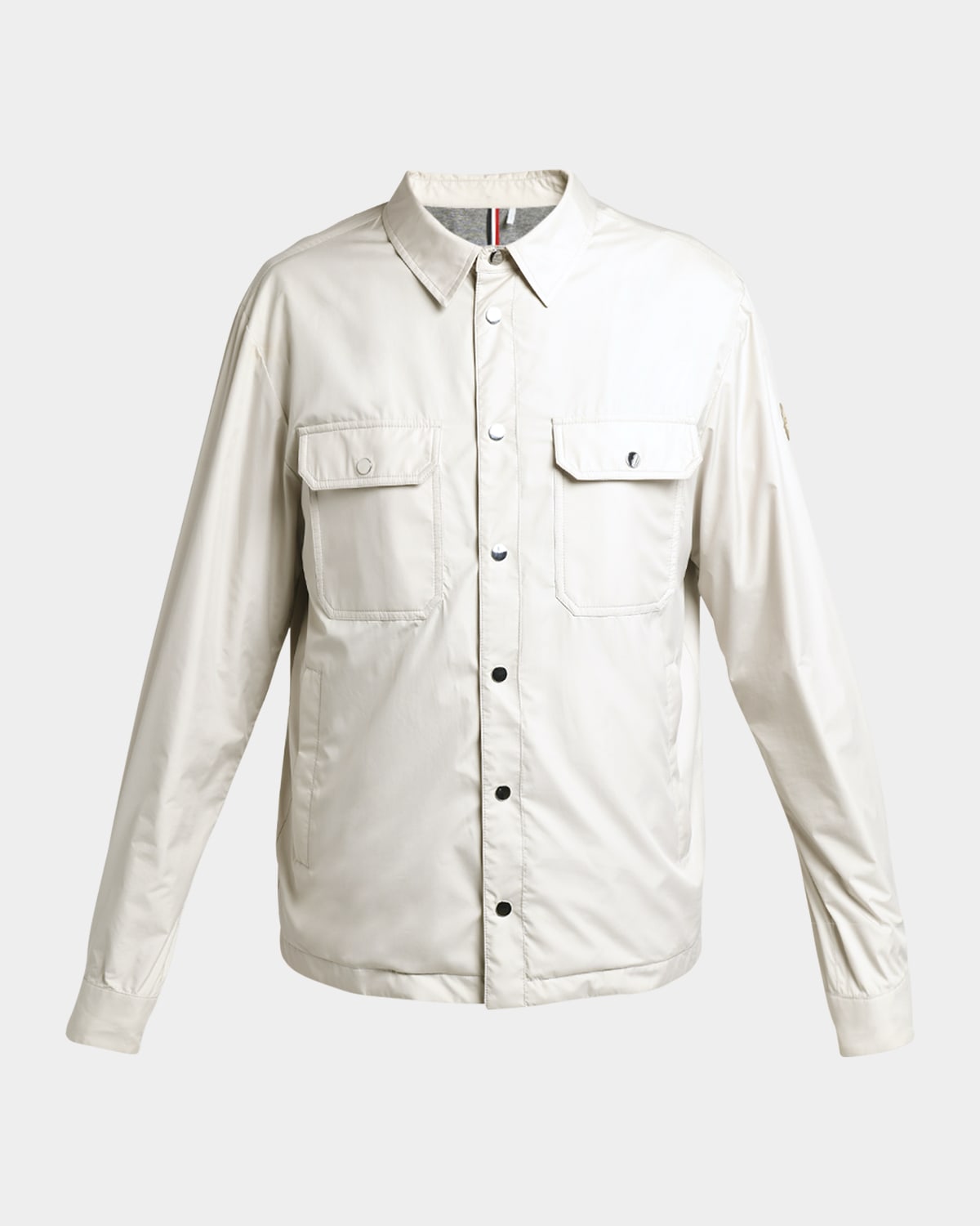 Shop Moncler Men's Piz Snap-front Overshirt In Light Grey