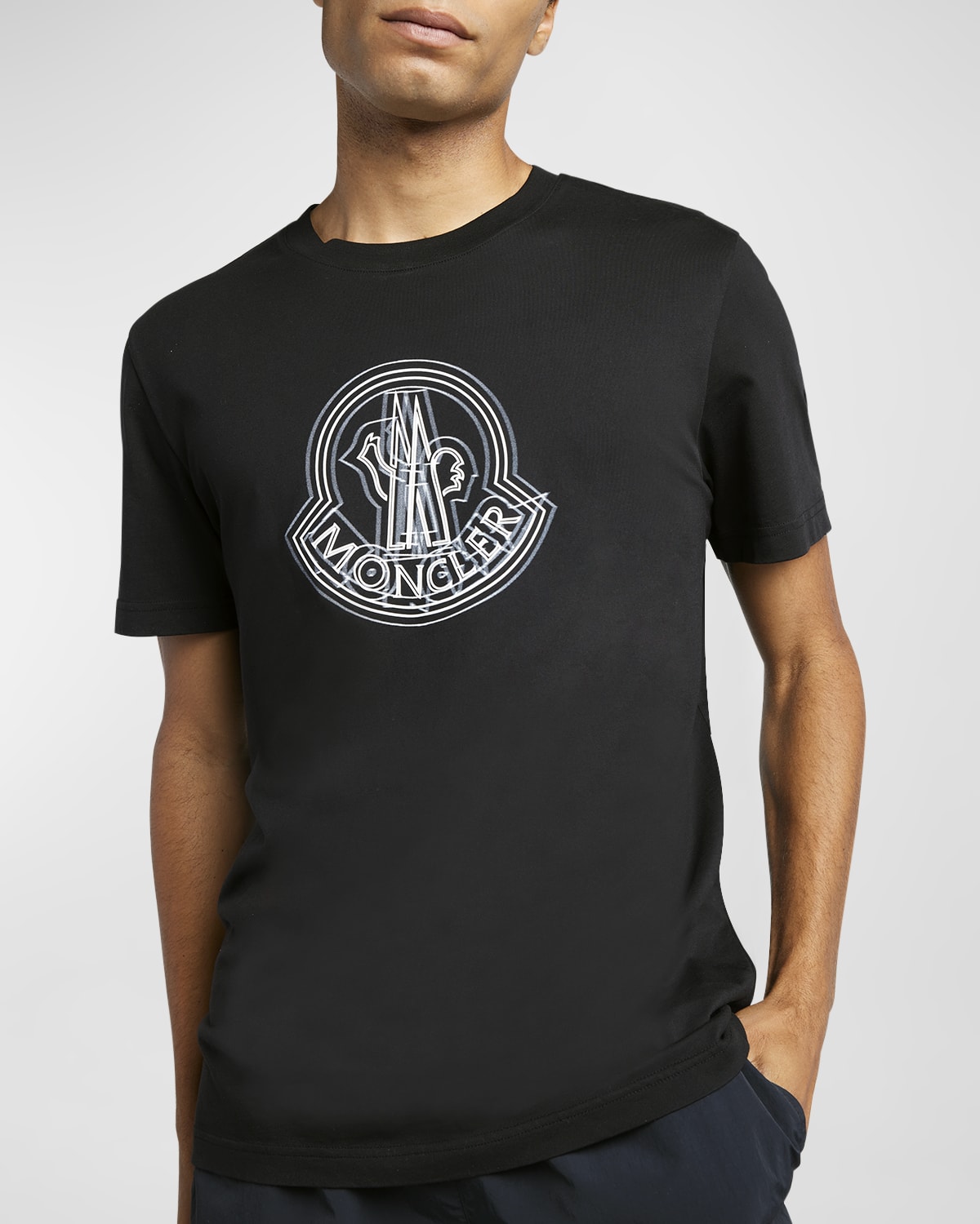 Shop Moncler Men's Scratch Logo T-shirt In Black