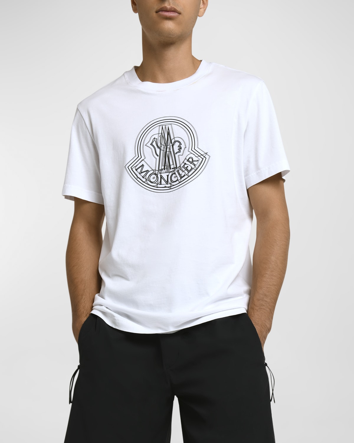 Shop Moncler Men's Scratch Logo T-shirt In White
