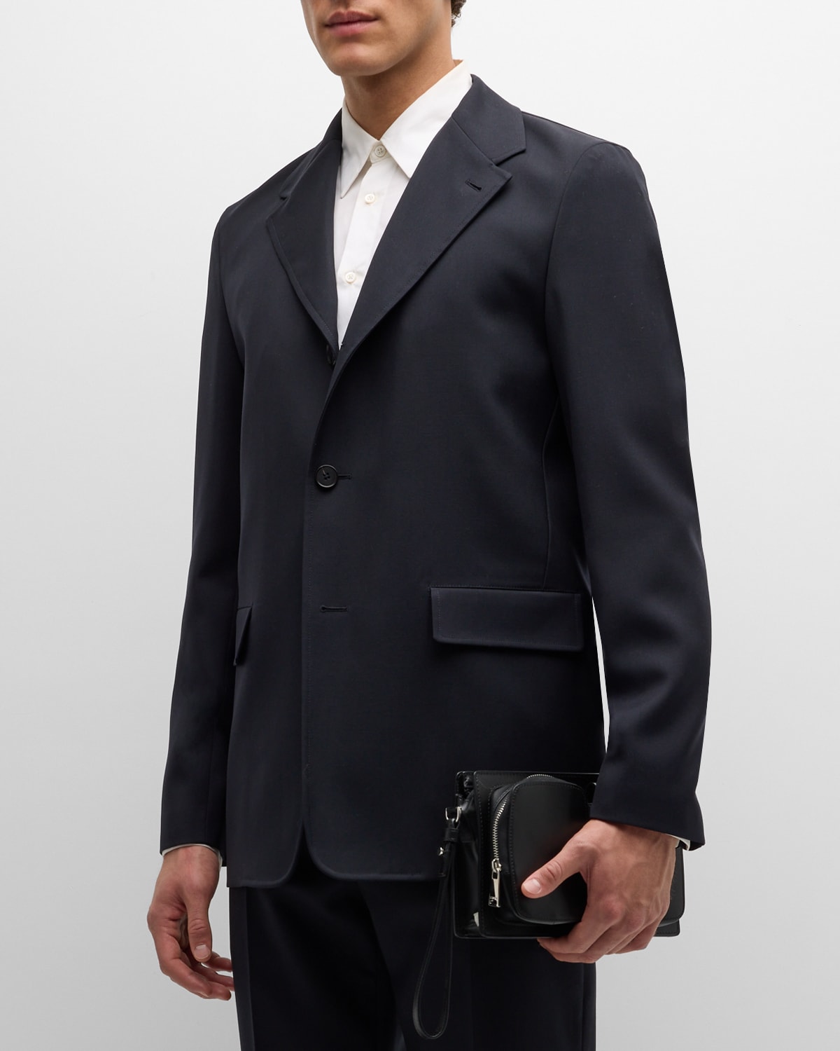 Shop Jil Sander Men's Wool Gabardine Suit Jacket In Navy