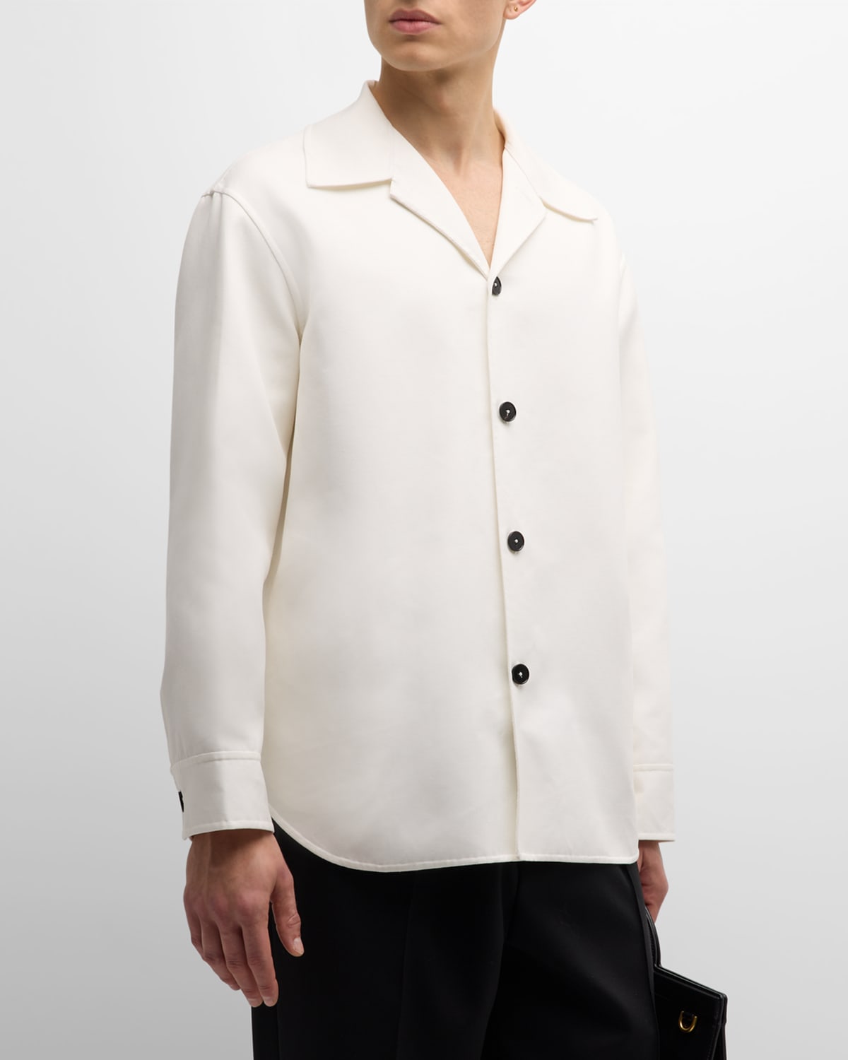 Jil Sander Men's Cotton-silk Overshirt In White