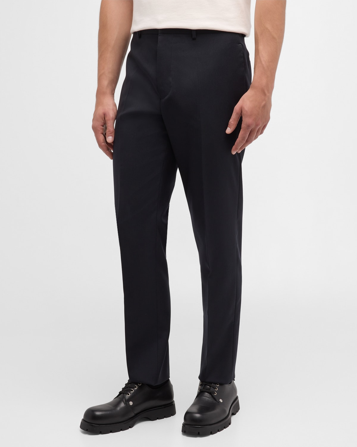 Shop Jil Sander Men's Wool Gabardine Suit Trousers In Navy