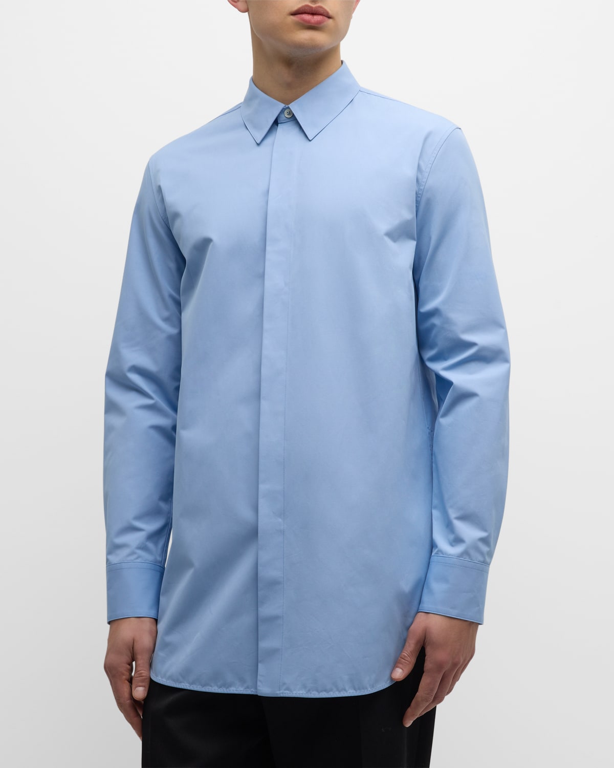 Jil Sander Men's Long Button-down Solid Shirt In Pastel Vio