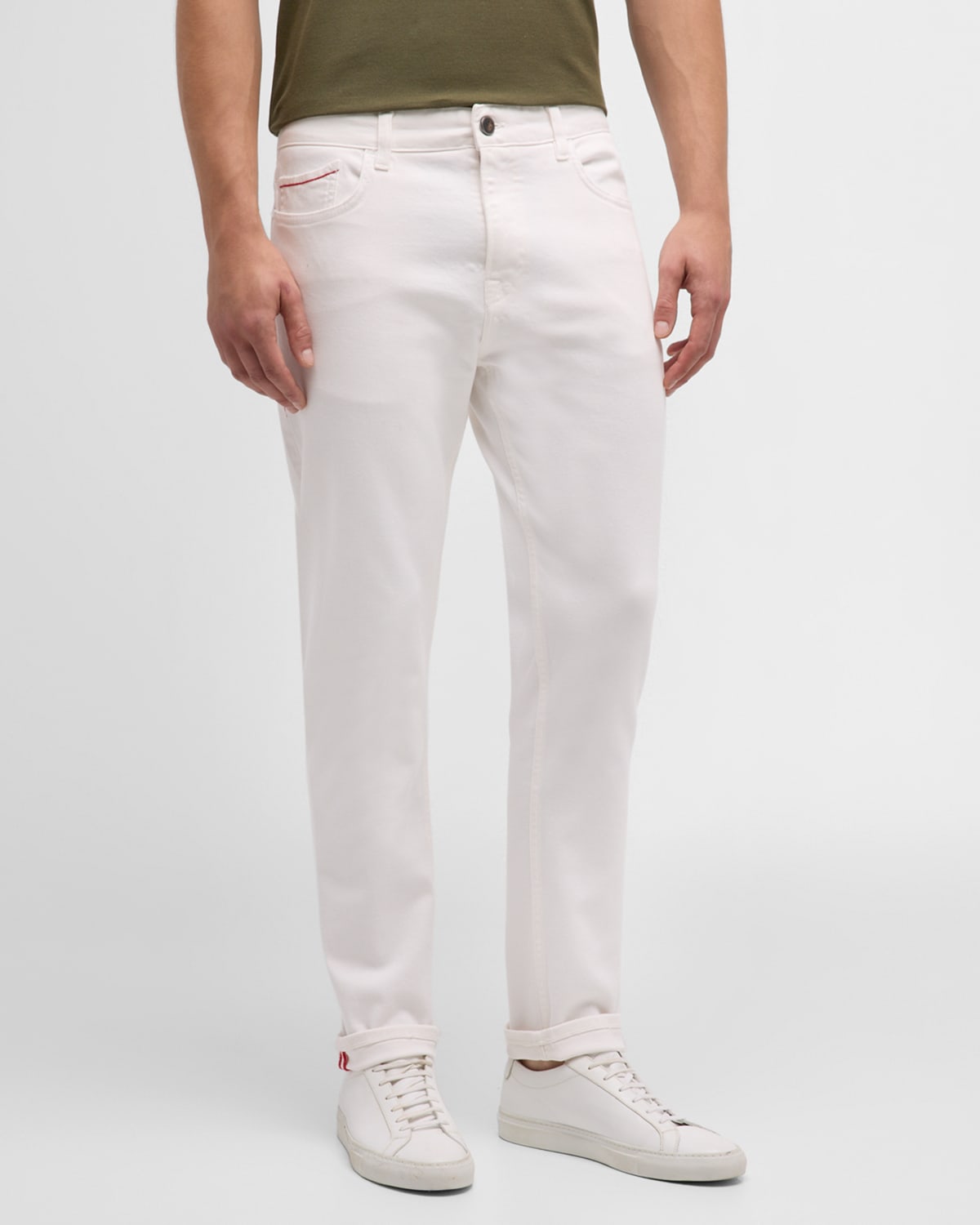 Isaia Men's Barchetta Slim Fit Jeans In White