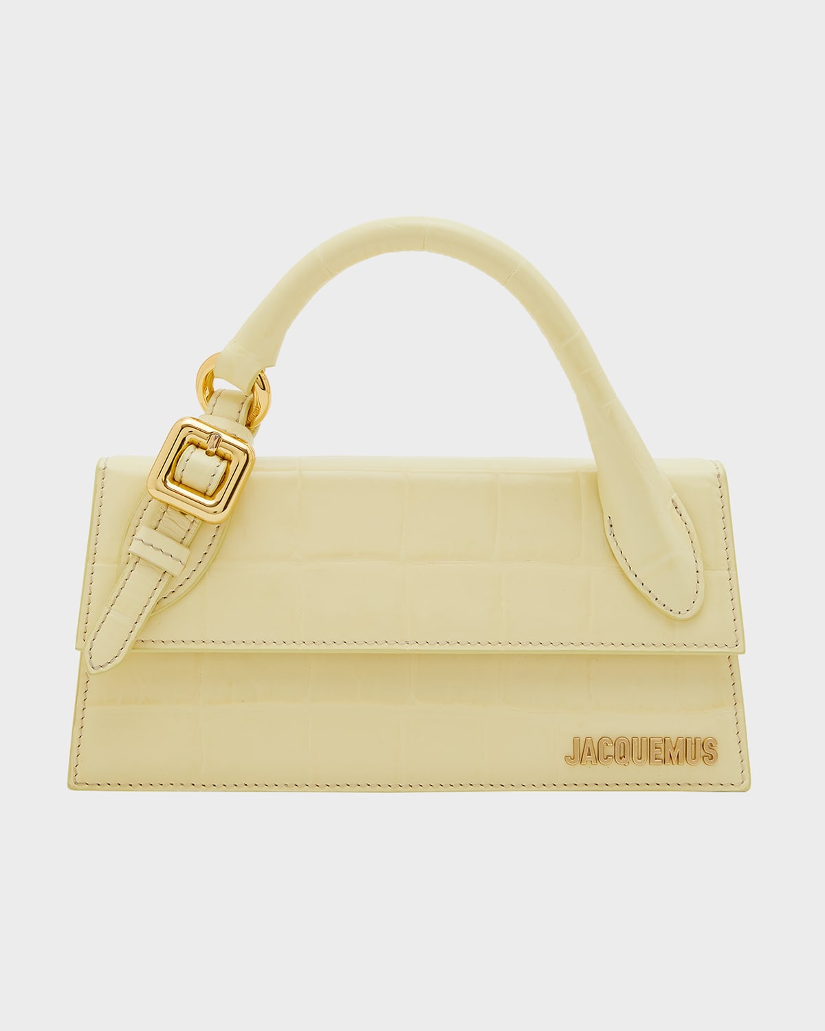 JACQUEMUS LE CHIQUITO LONG CROC-EMBOSSED TOP-HANDLE BAG