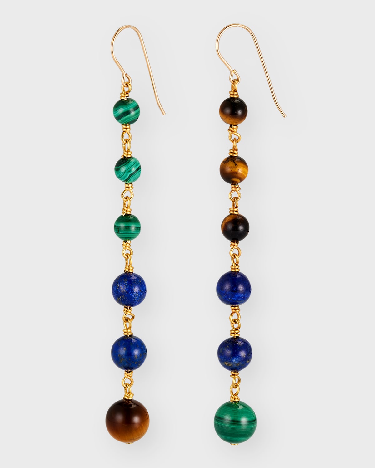 Malachite, Tigers Eye and Lapis Earrings