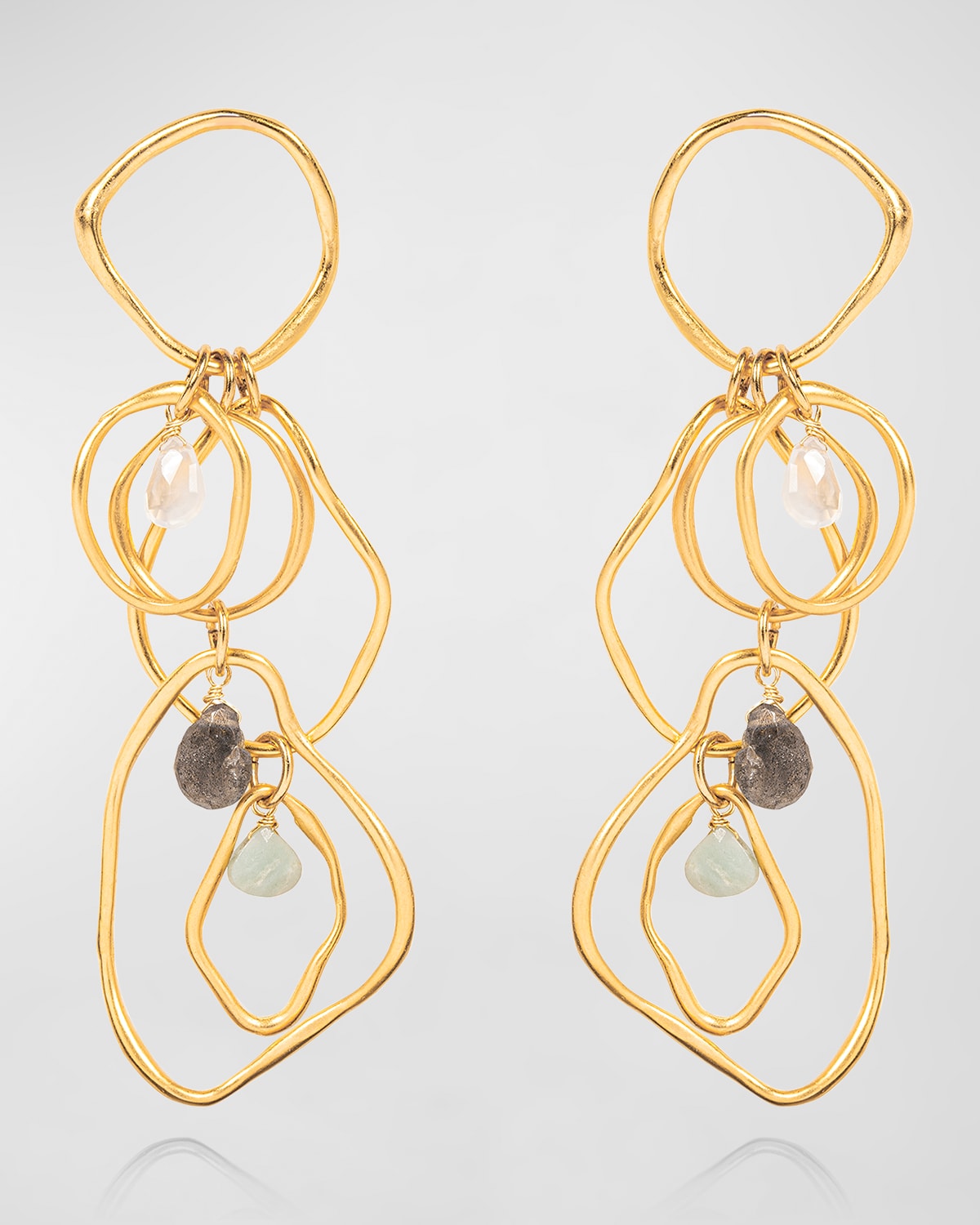 Sequin Multi-stone Moonstone Drop Earrings In Gold