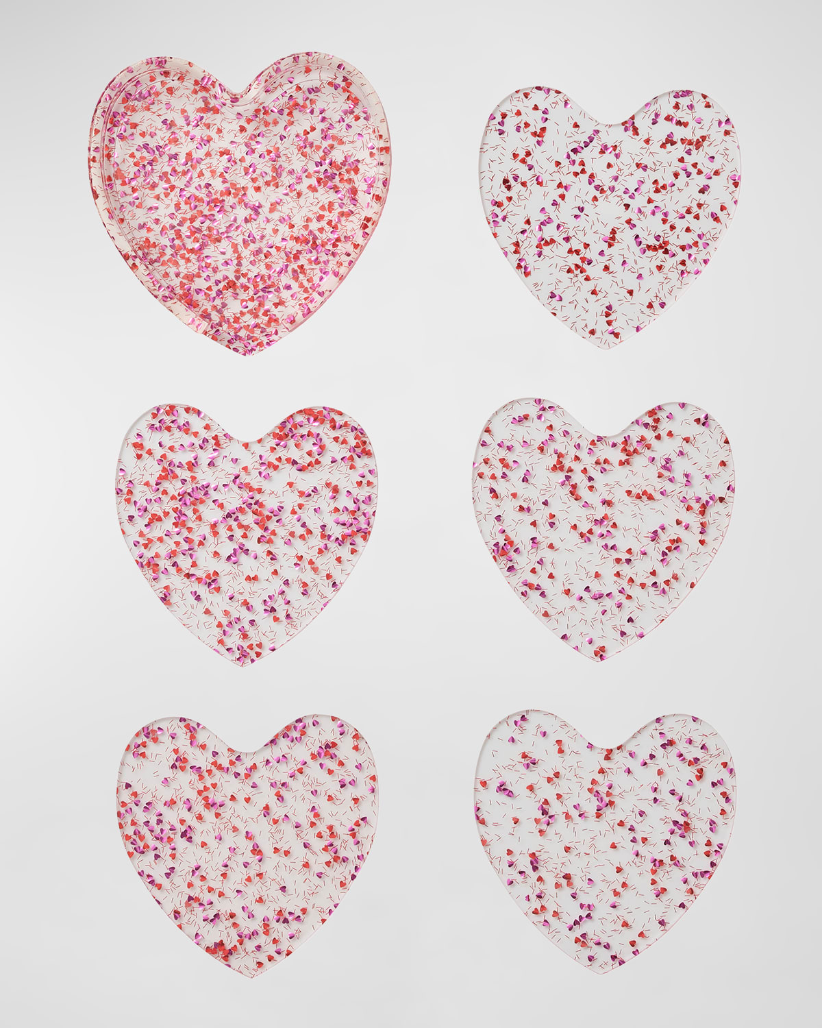 Kim Seybert Sweetheart Pink And Red Coasters, Set Of 6 In Pink/red