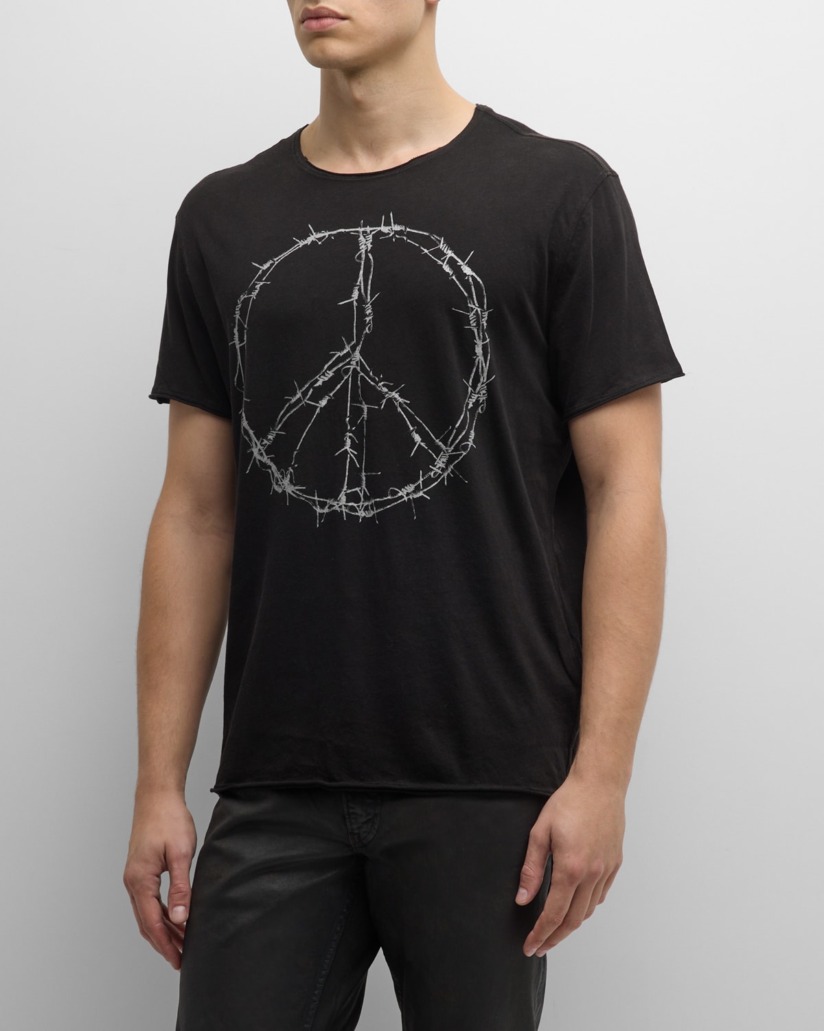 Shop John Varvatos Men's Barbed Wire Peace T-shirt In Black