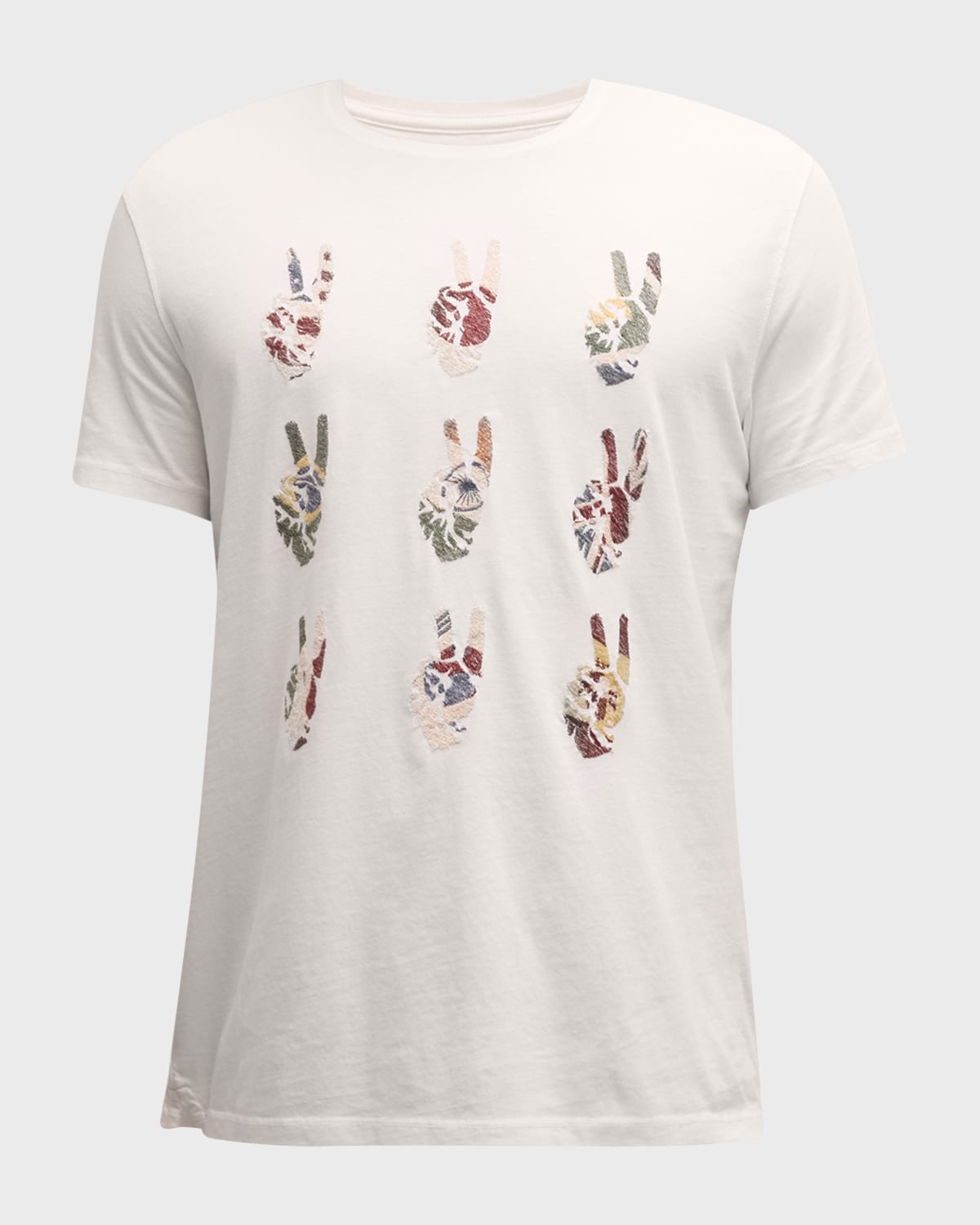 John Varvatos Cotton Multi Peace Hand Graphic Tee In Salt