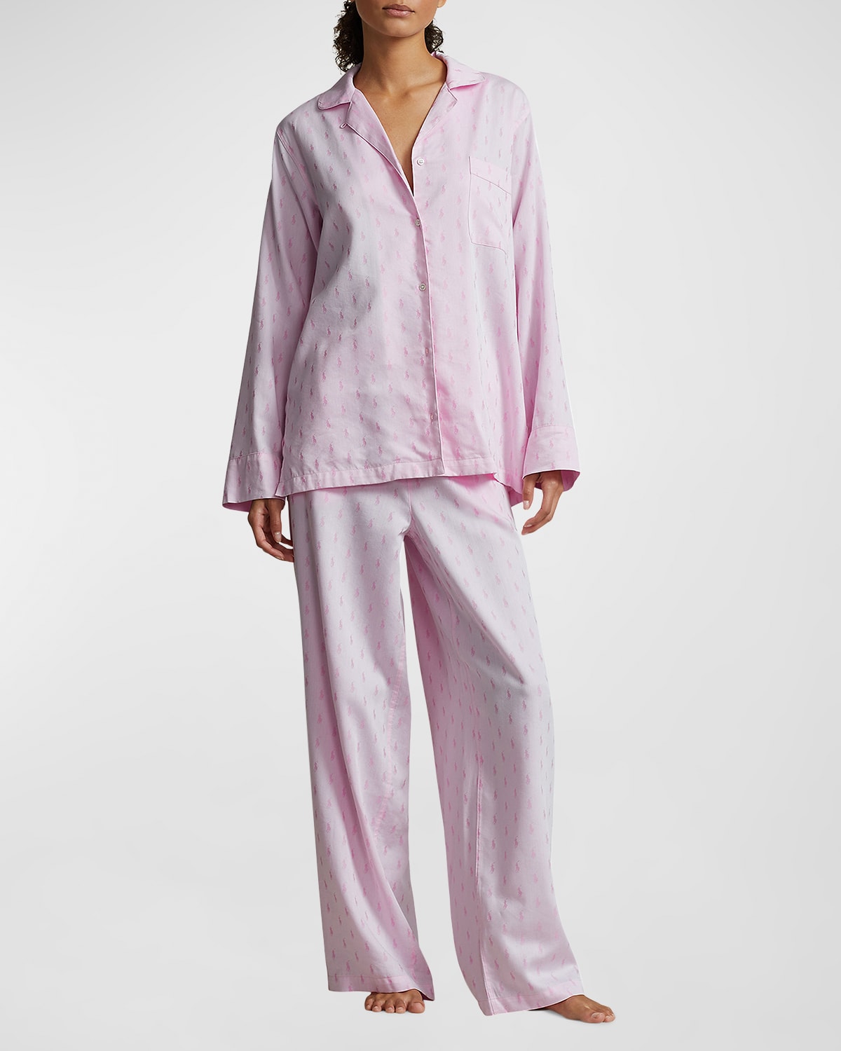 Shop Polo Ralph Lauren The Madison Pajama Set In Prism Pink