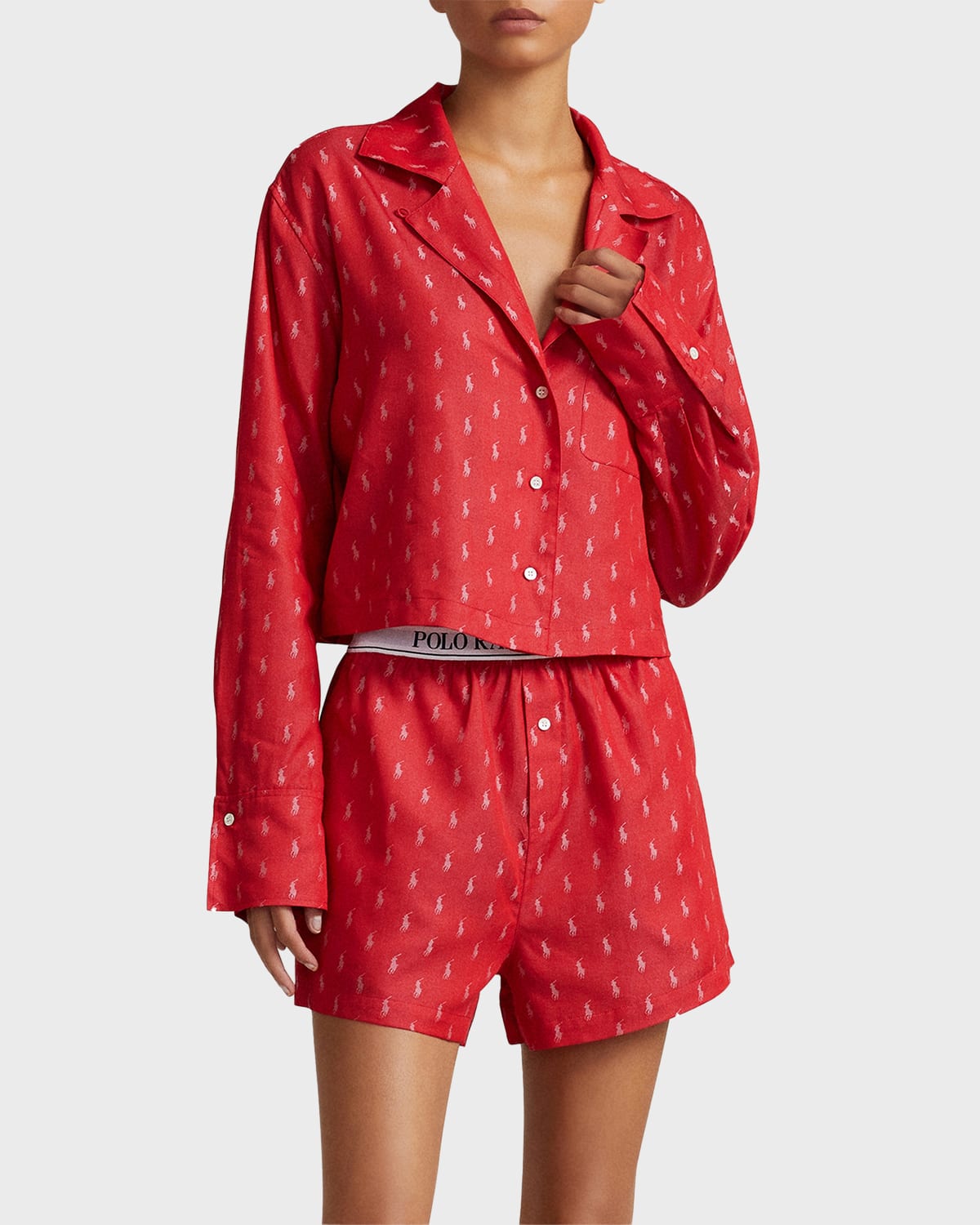 Polo Ralph Lauren Logo-print Shortie Pajama Set In Haute Red
