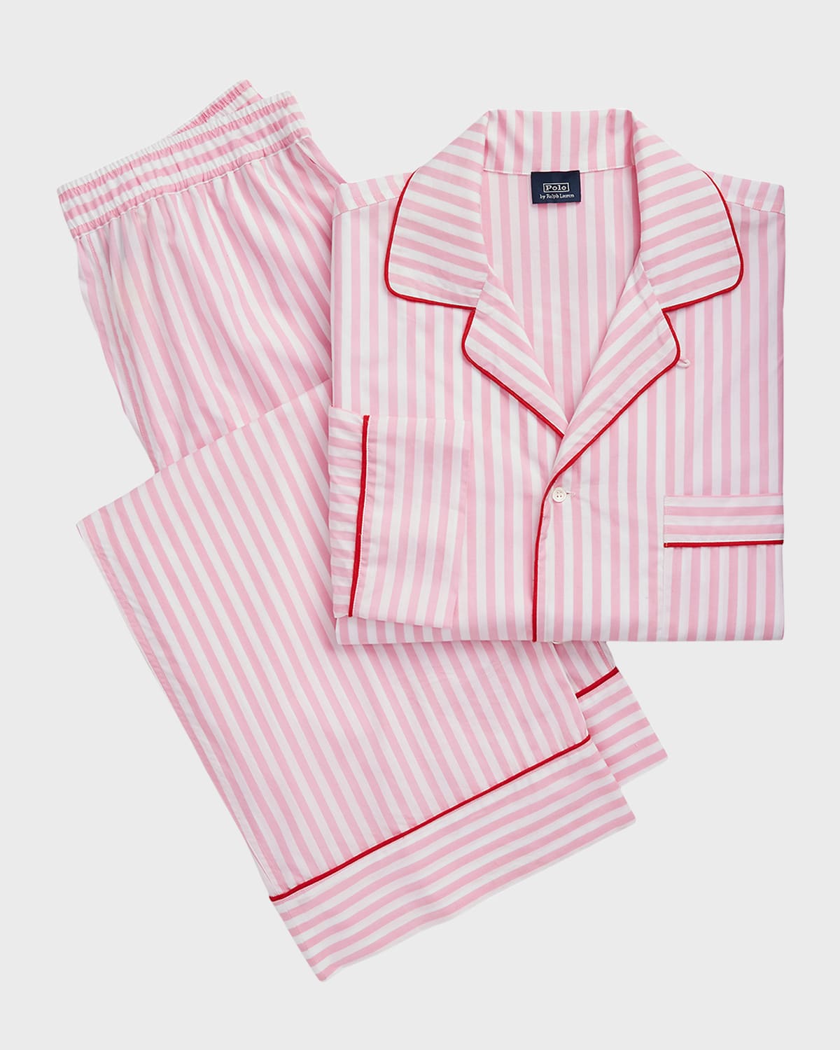 Polo Ralph Lauren Madison Stripe Cotton Pajamas In Prism Pink Strip