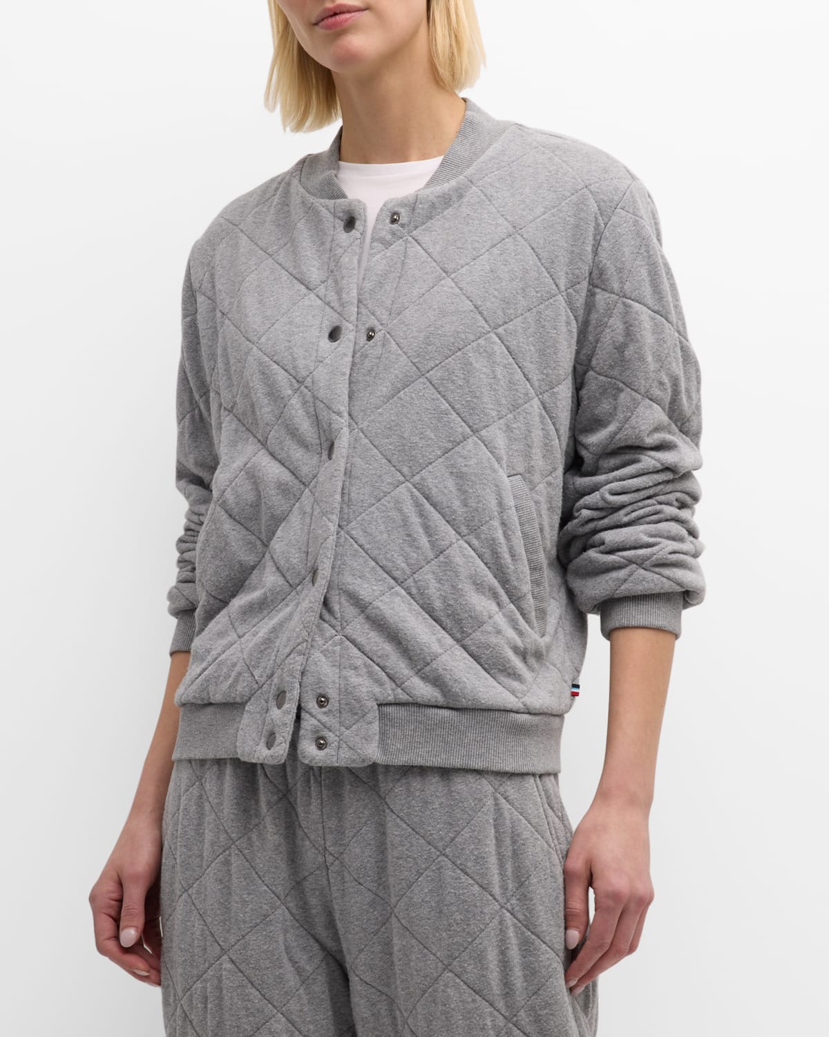 Sol Angeles Quilted Bomber Jacket In Heather Gr