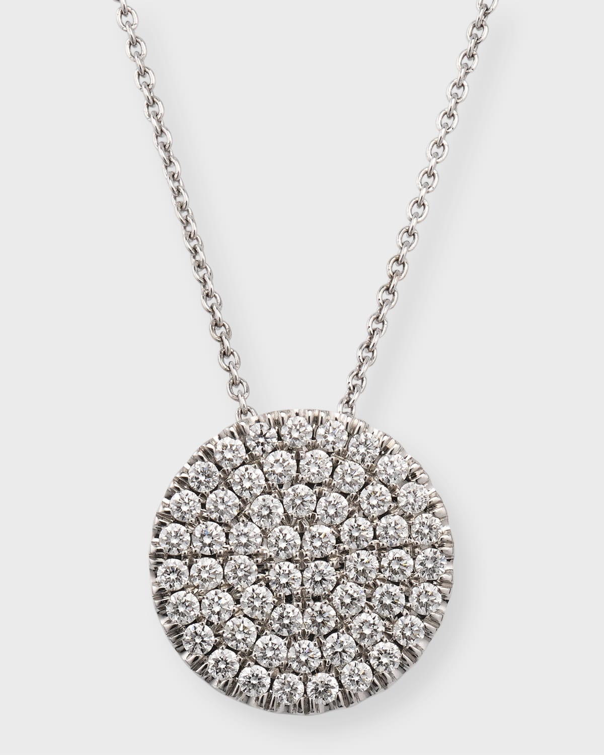 Talisman 18k White Gold Diamond Disc Necklace, 18"L