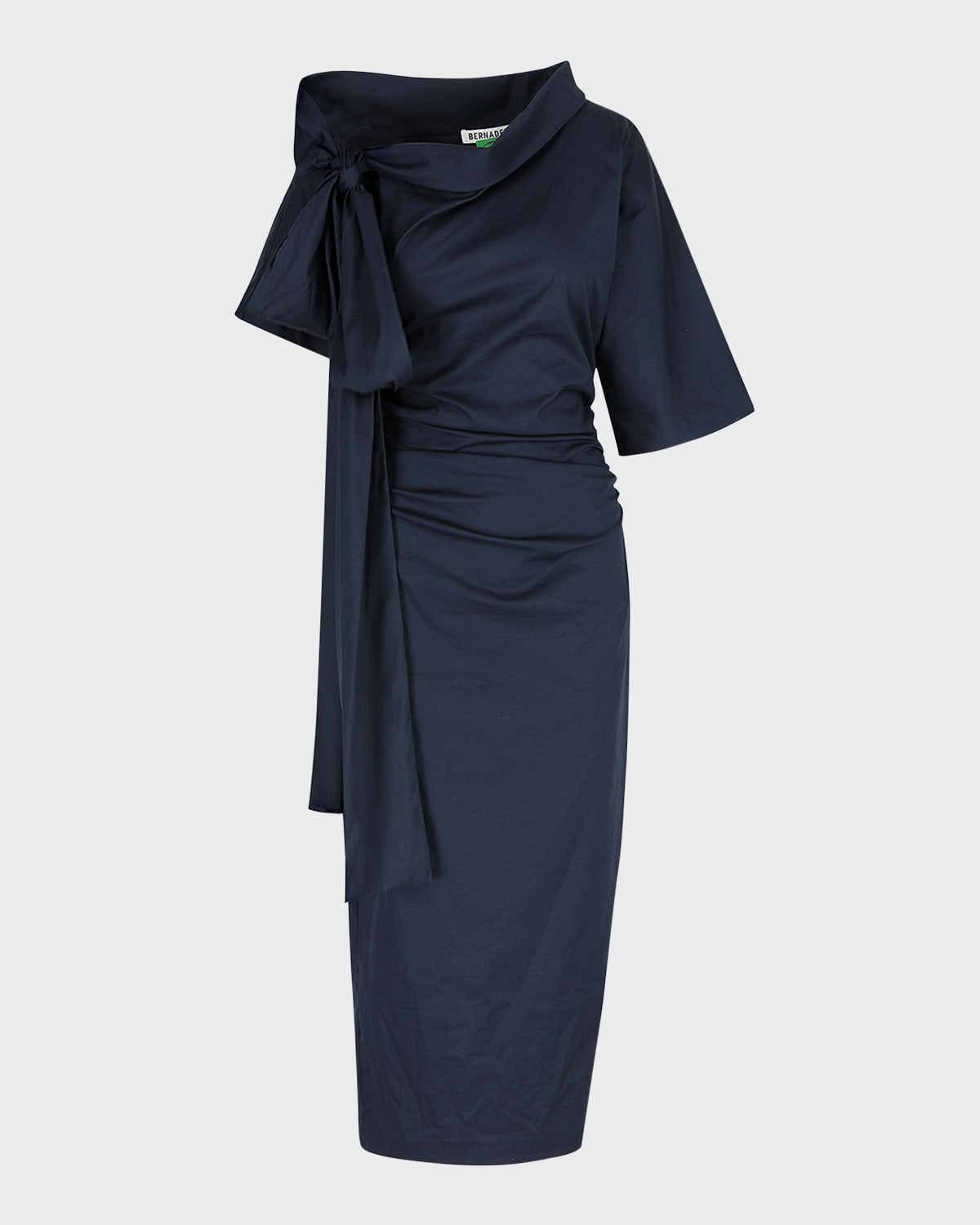 Shop Bernadette Bowie One-shoulder Midi Dress In Midnight Blue