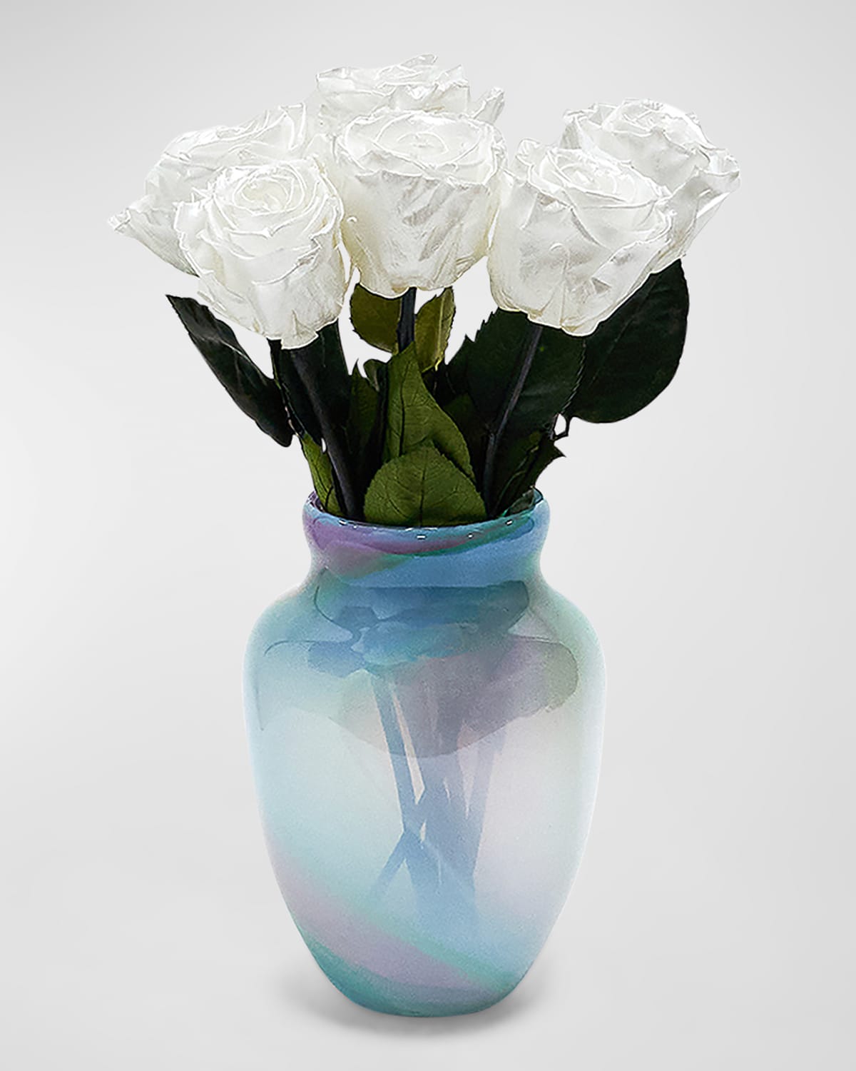 Shop Venus Et Fleur Eternity Rose Multicolor Glass Vase Arrangement In Pearl Sheen Roses