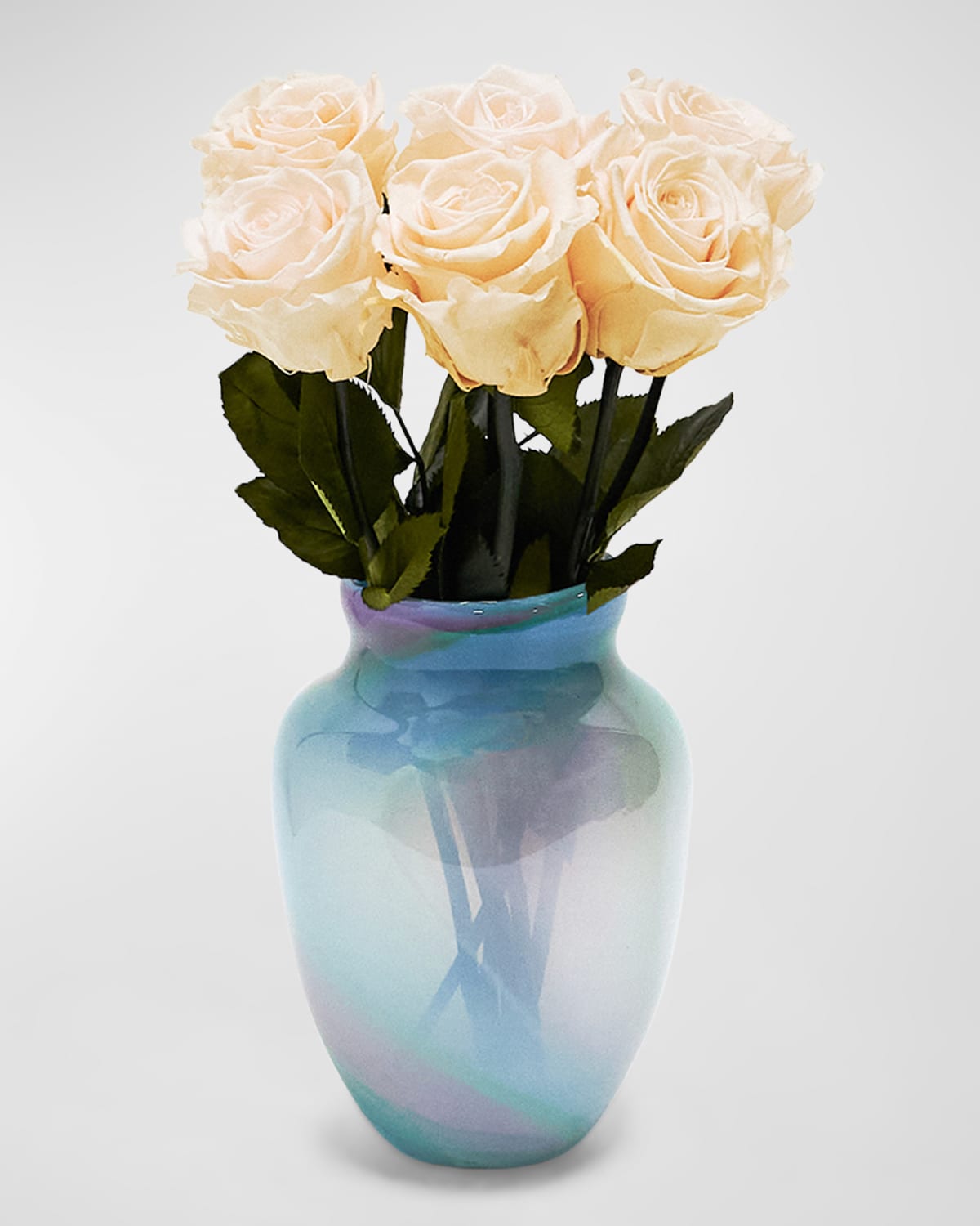 Shop Venus Et Fleur Eternity Rose Multicolor Glass Vase Arrangement In Pearl Roses