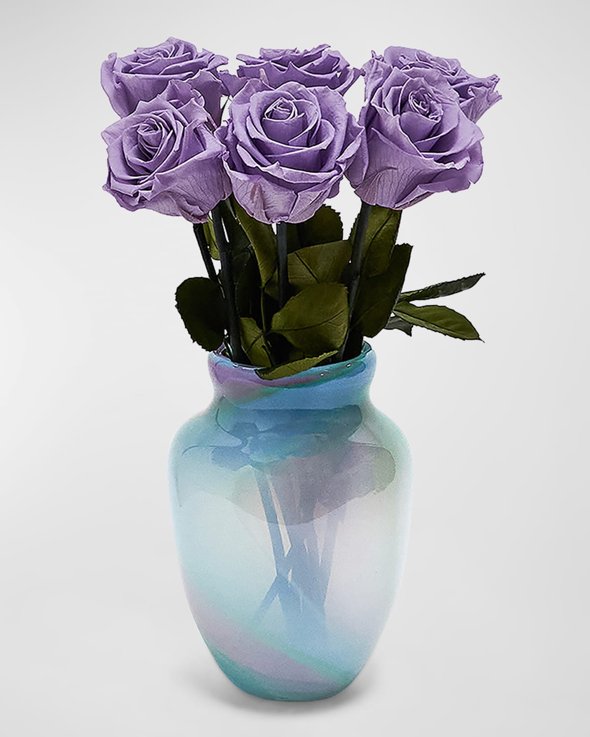 Shop Venus Et Fleur Eternity Rose Multicolor Glass Vase Arrangement In Dusty Lavender
