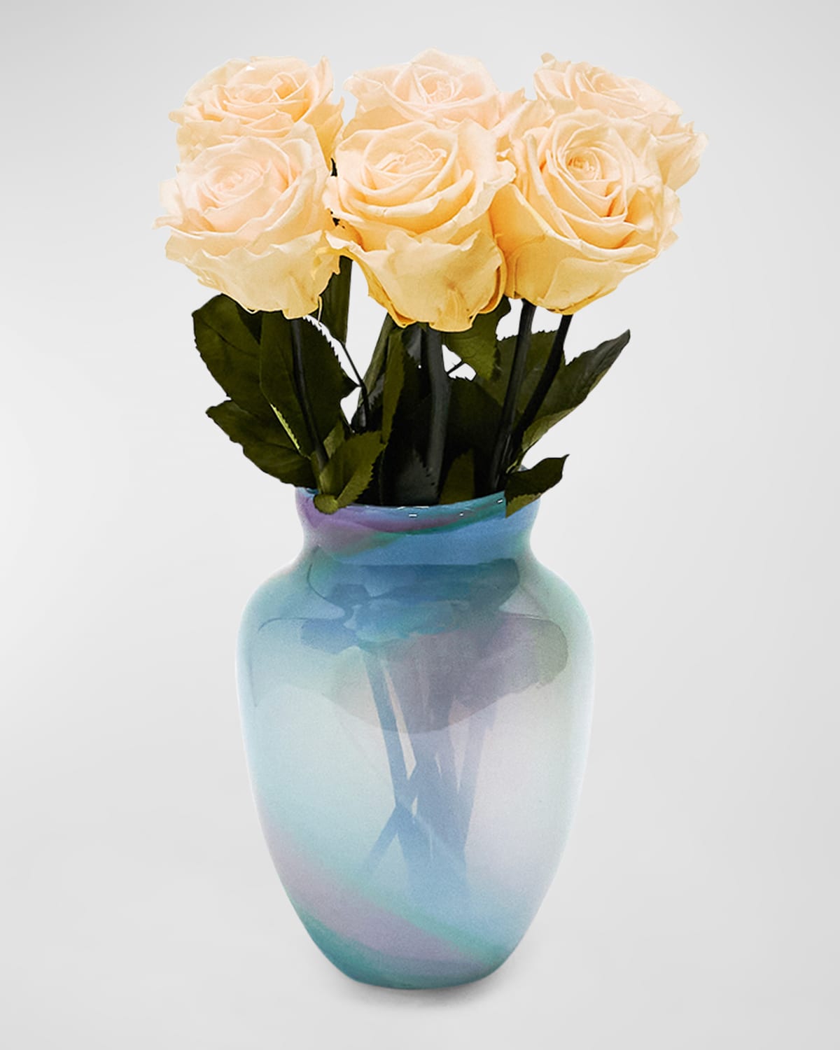 Shop Venus Et Fleur Eternity Rose Multicolor Glass Vase Arrangement In Champagne Roses