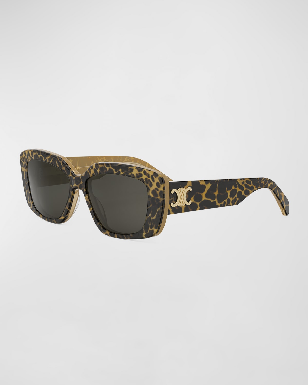 Shop Celine Triomphe Acetate Butterfly Sunglasses In Animal Smoke