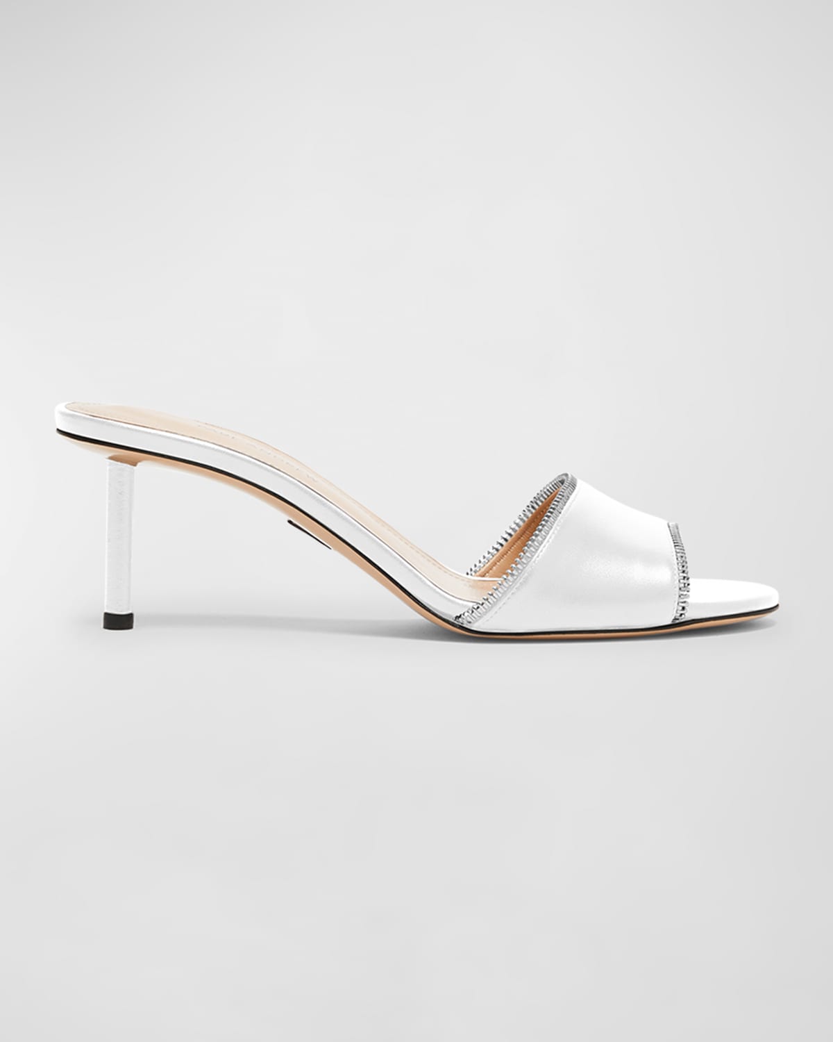 Shop Paul Andrew Leather Zippy Stiletto Mule Sandals In White
