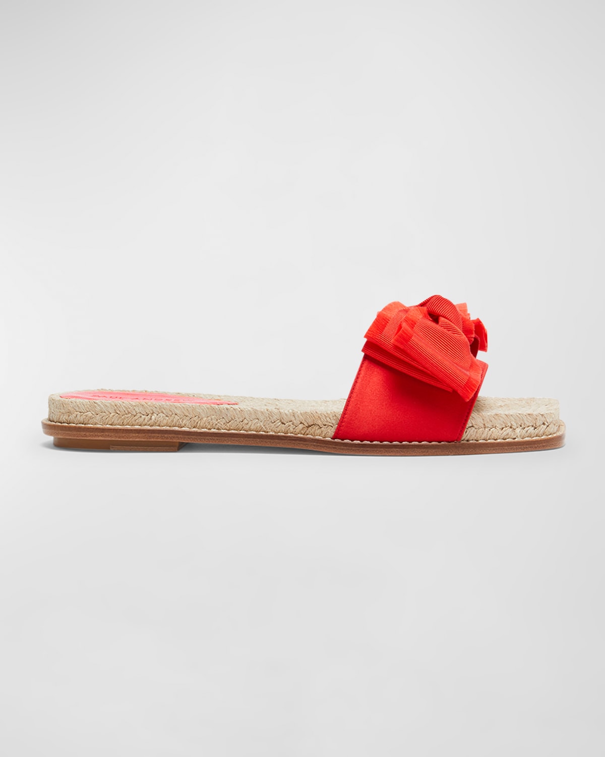 Shop Paul Andrew Frayed Bow Slide Espadrille Sandals In Tomato
