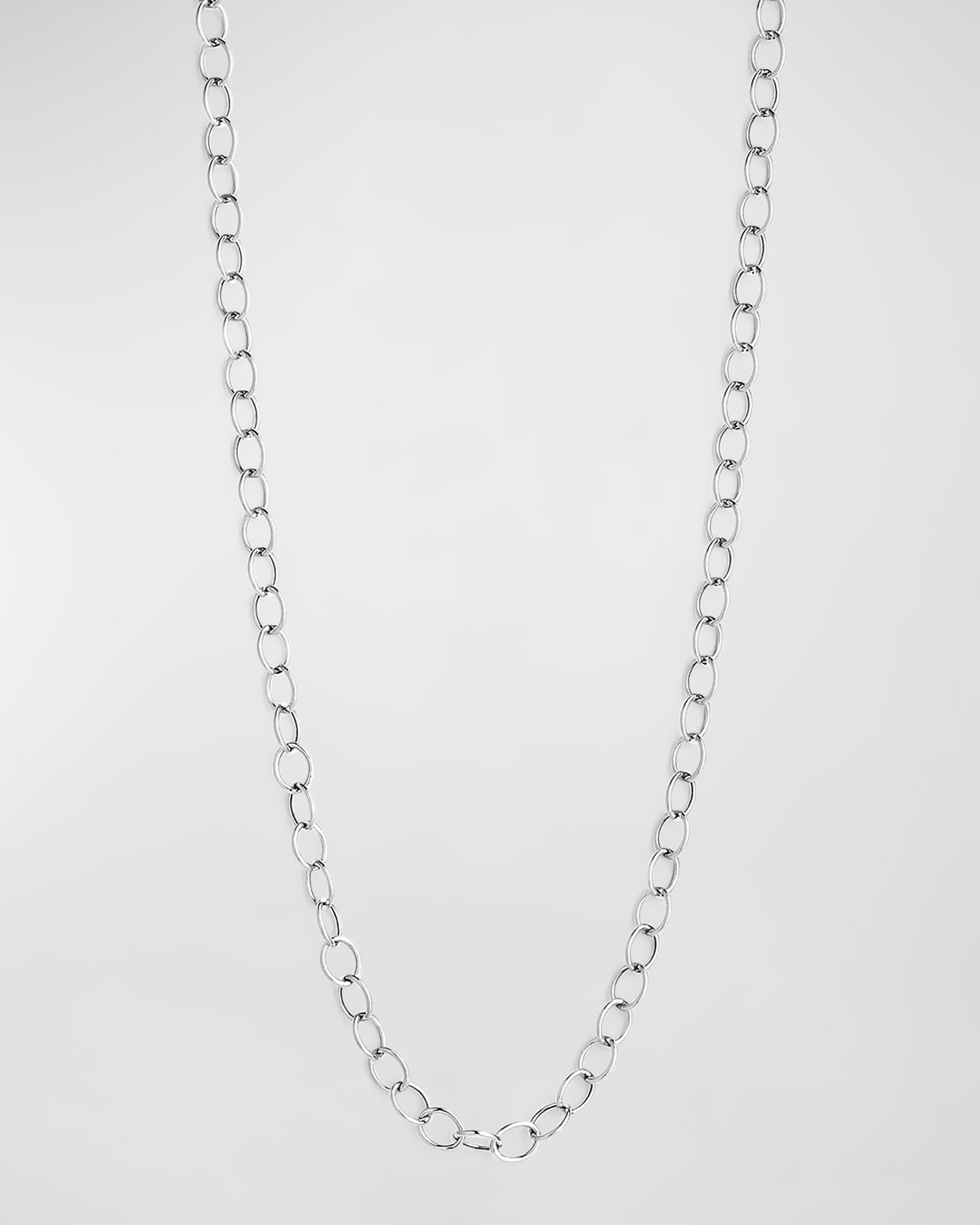 SYNA 18K WHITE GOLD OVAL LINK CHAIN, 30"L