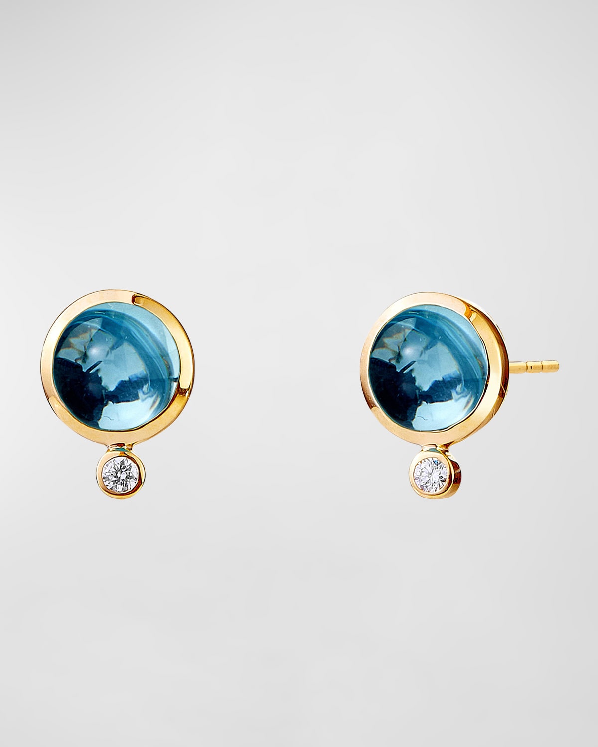 Syna Women's Candy 18k Yellow Gold, Blue Topaz, & 0.05 Tcw Diamond Stud Earrings