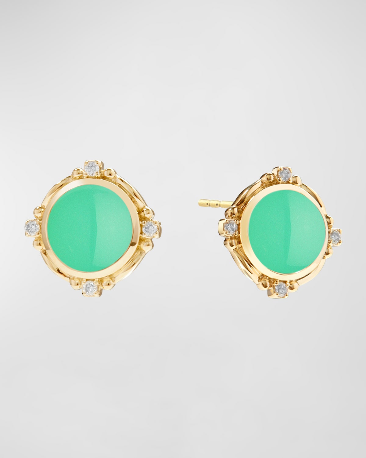 Syna Women's Mogul 18k Yellow Gold, Chrysoprase & 0.09 Tcw Diamonds Stud Earrings In Green