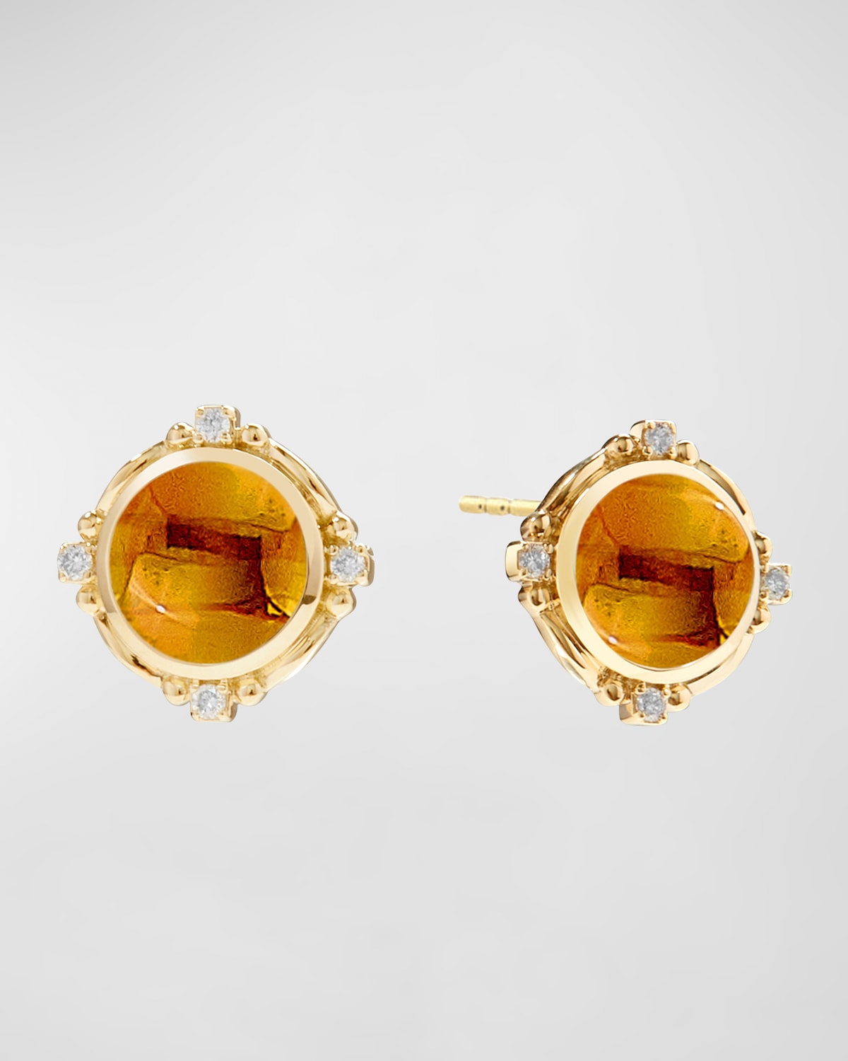 Syna 18k Yellow Gold Mogul Earrings With Gemstones And Diamonds In Citrine