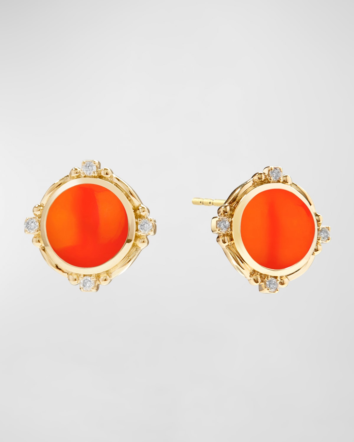 Syna Women's Mogul 18k Yellow Gold, Orange Chalcedony & 0.09 Tcw Diamonds Stud Earrings