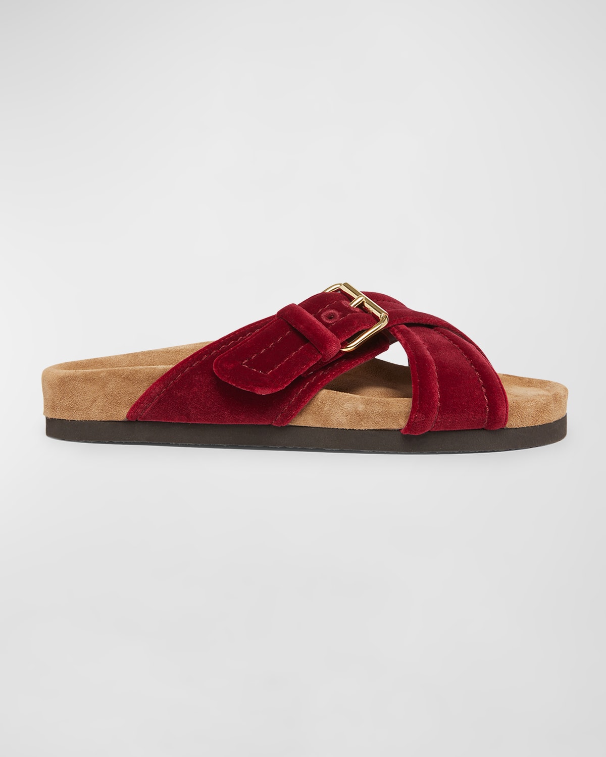 Shop Valentino Anywhere Crisscross Buckle Slide Sandals In Cerise Red