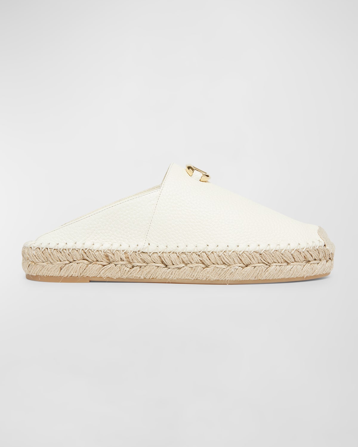 Shop Valentino Leather Medallion Espadrille Mules In Ivory
