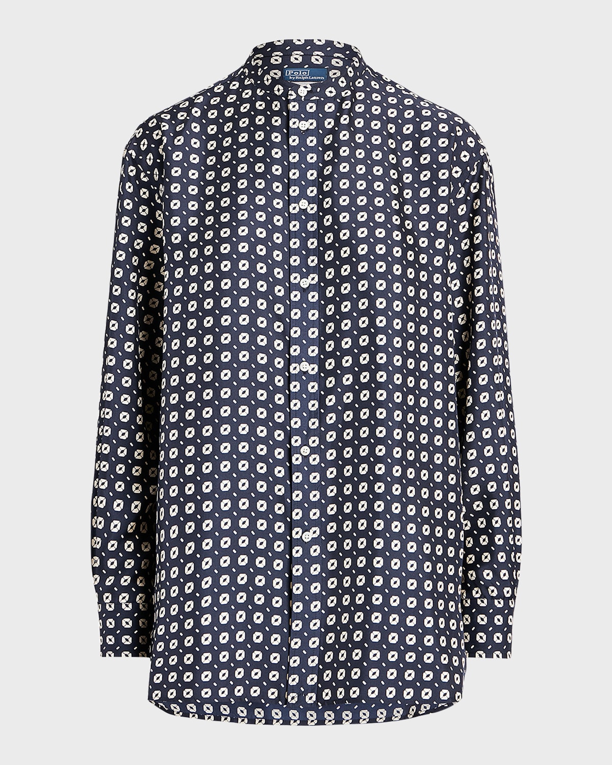 Polo Ralph Lauren Relaxed-fit Geo-motif Silk Shirt In 1574 Navycream Ge