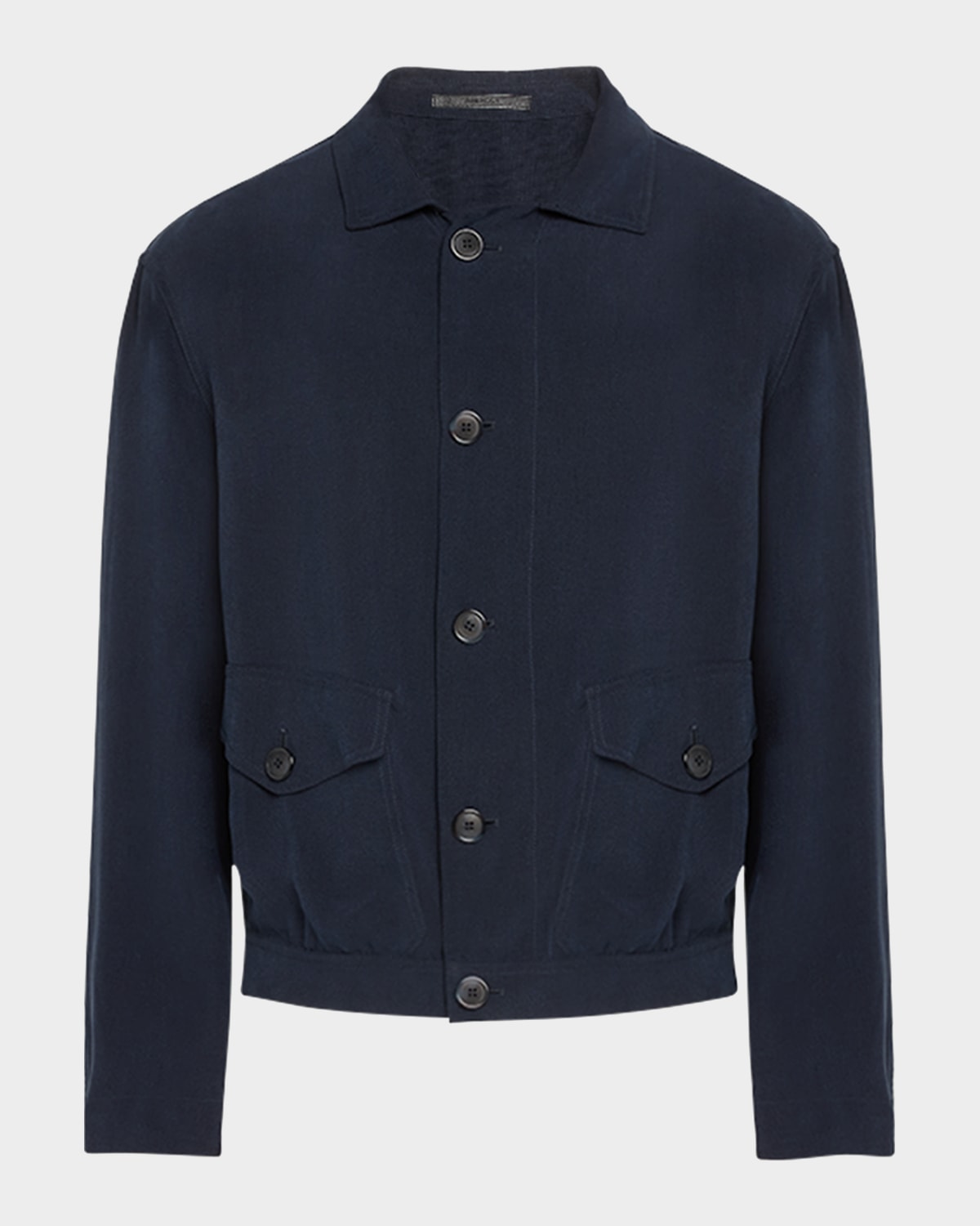 Giorgio Armani Men's Cupro Jacket With Flap Pockets In Dark Blue