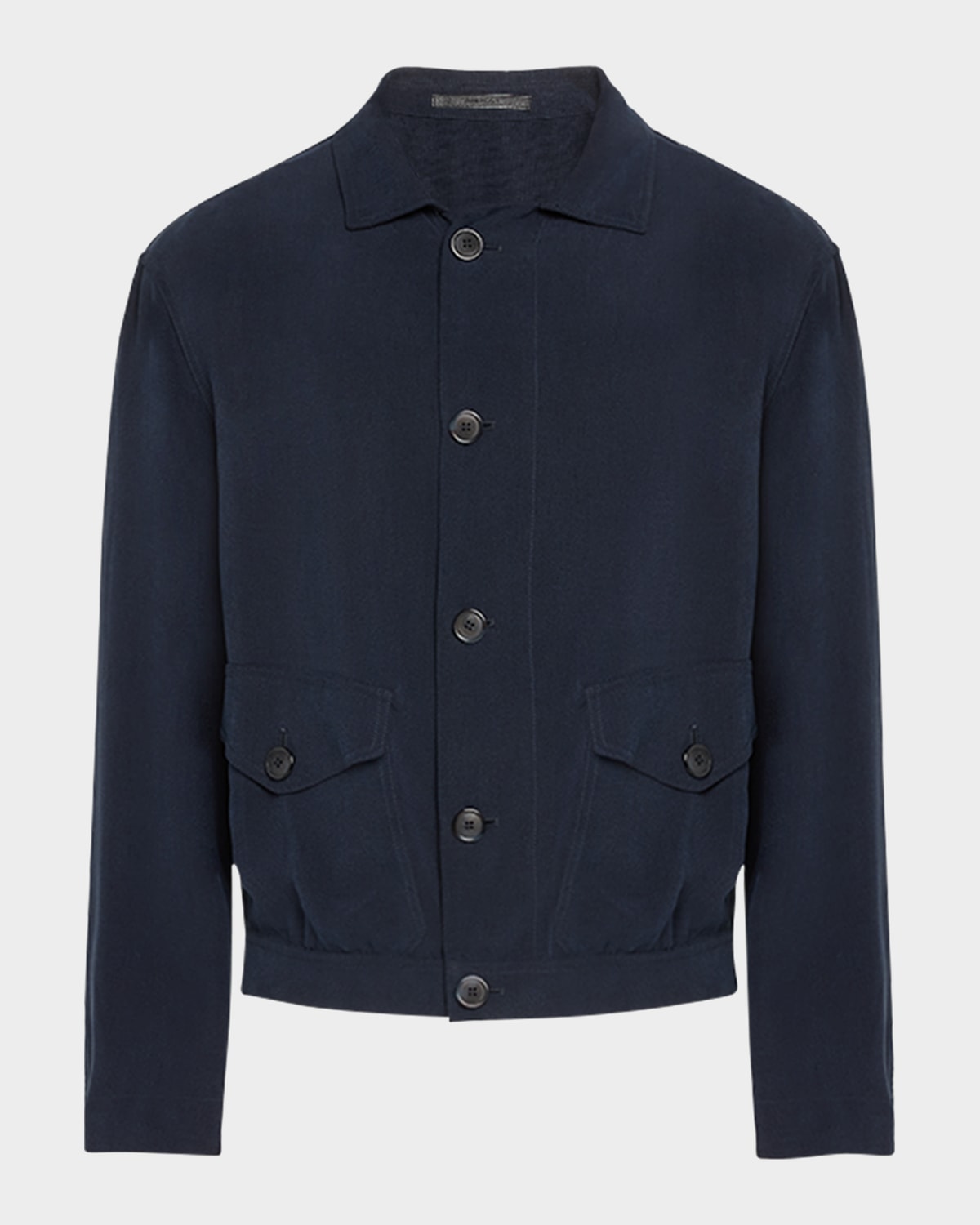 Shop Giorgio Armani Men's Cupro Jacket With Flap Pockets In Dark Blue