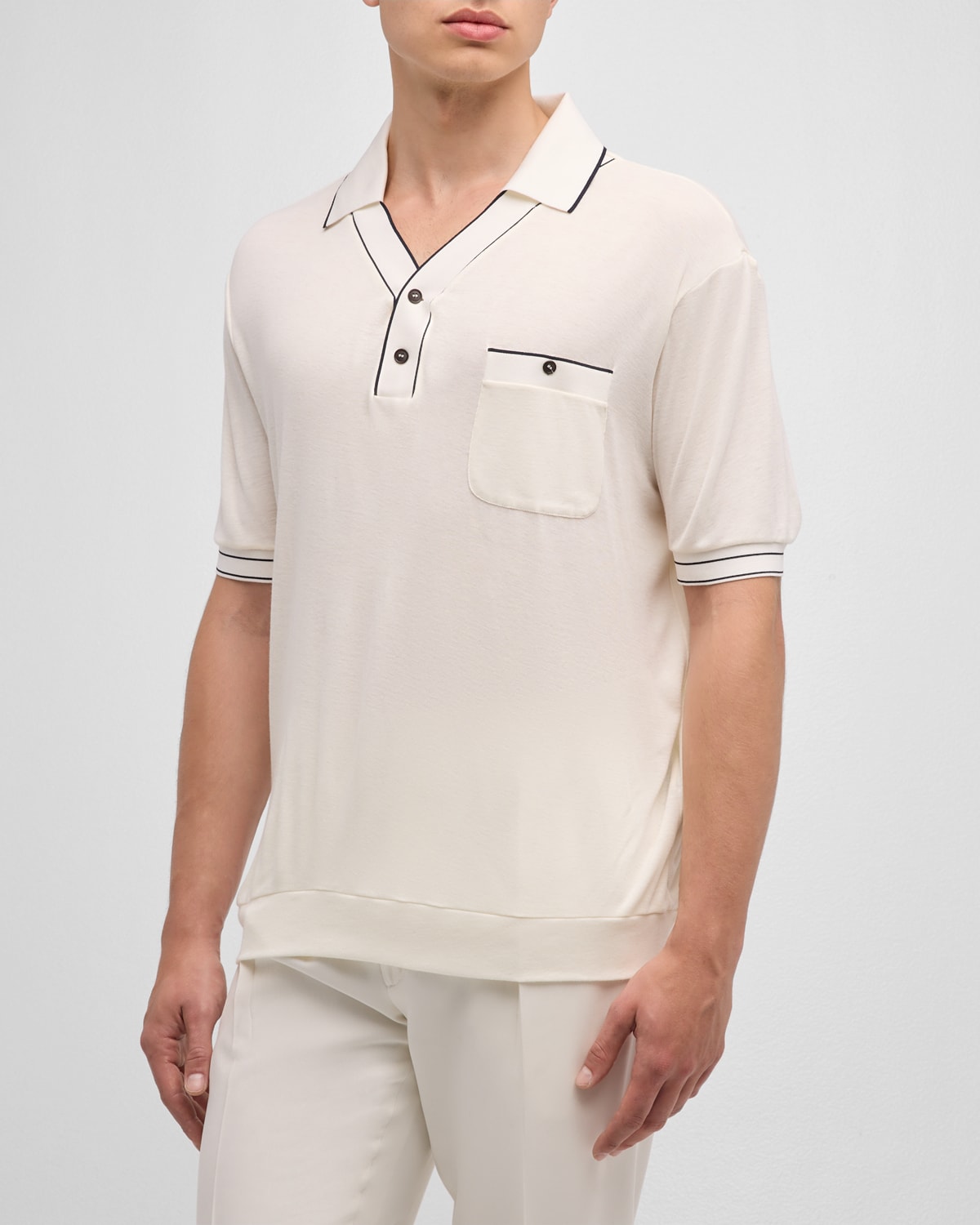 Giorgio Armani Men's Piped Polo Shirt In Multi