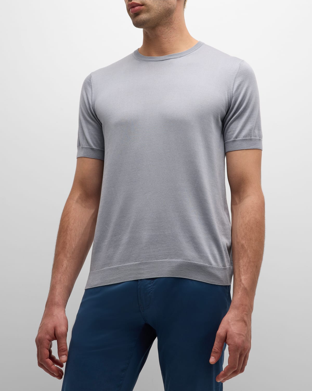 Shop Giorgio Armani Men's Silk-cotton Crew T-shirt In Multi