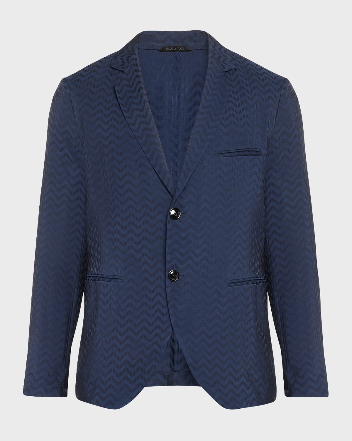 Giorgio Armani Men's Cupro Chevron Blazer In Navy