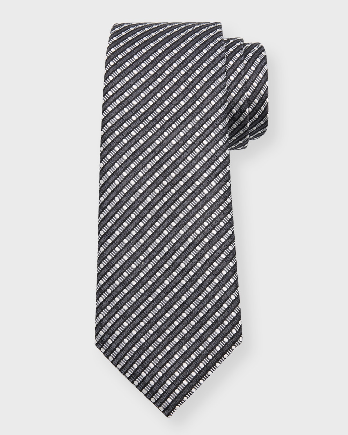 Men's Silk Jacquard Geometric Stripe Tie