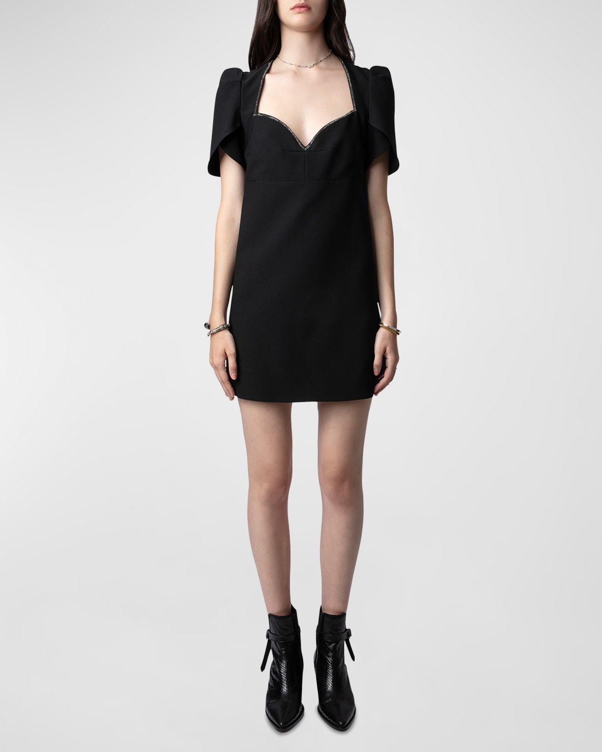 ZADIG & VOLTAIRE ROXELLE EMBELLISHED CREPE MINI DRESS