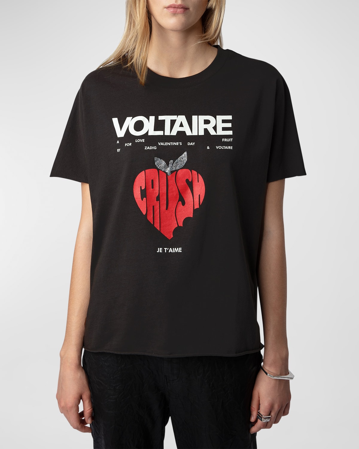 Shop Zadig & Voltaire Tommer Embellished Concert Crush T-shirt In Carbone