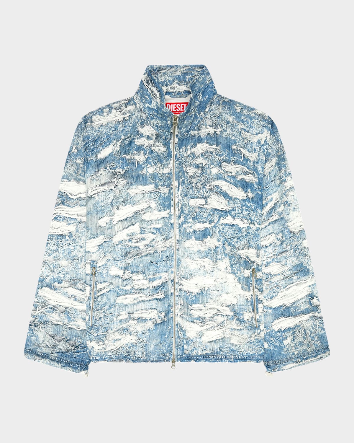 Shop Diesel Men's J-alston Tiger Breaks Denim Jacket In Blue Denim