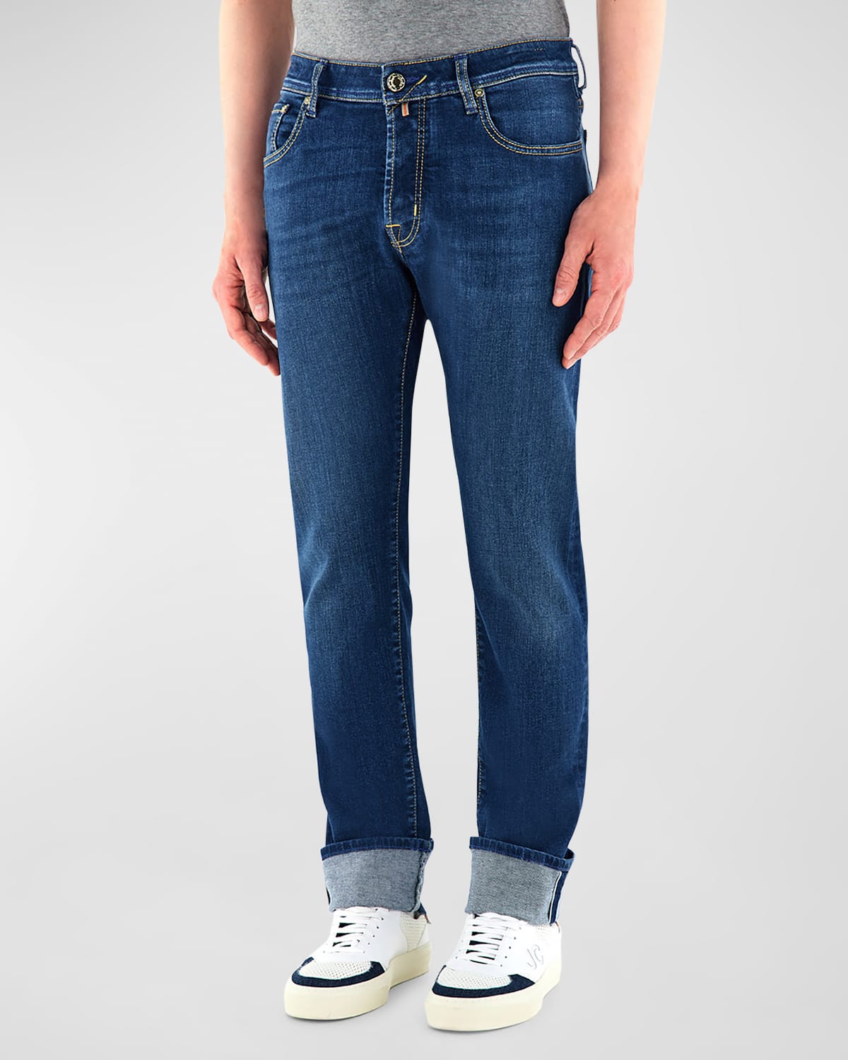 Jacob Cohen Men's Bard Slim-fit Medium Wash Jeans In Blue Pattern